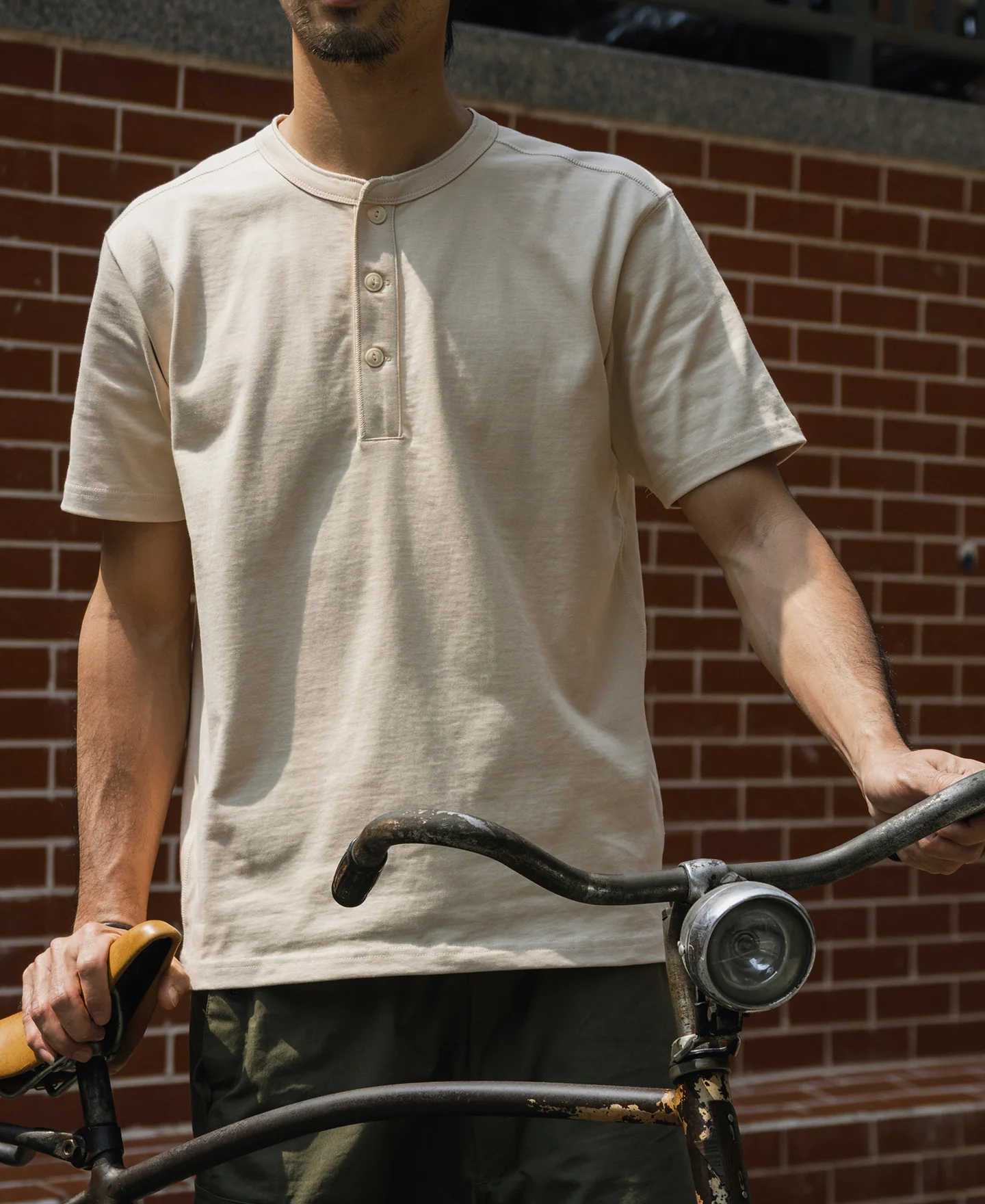 10.6 oz Cotton Short Sleeve Henley T-Shirt - Apricot - Image 3