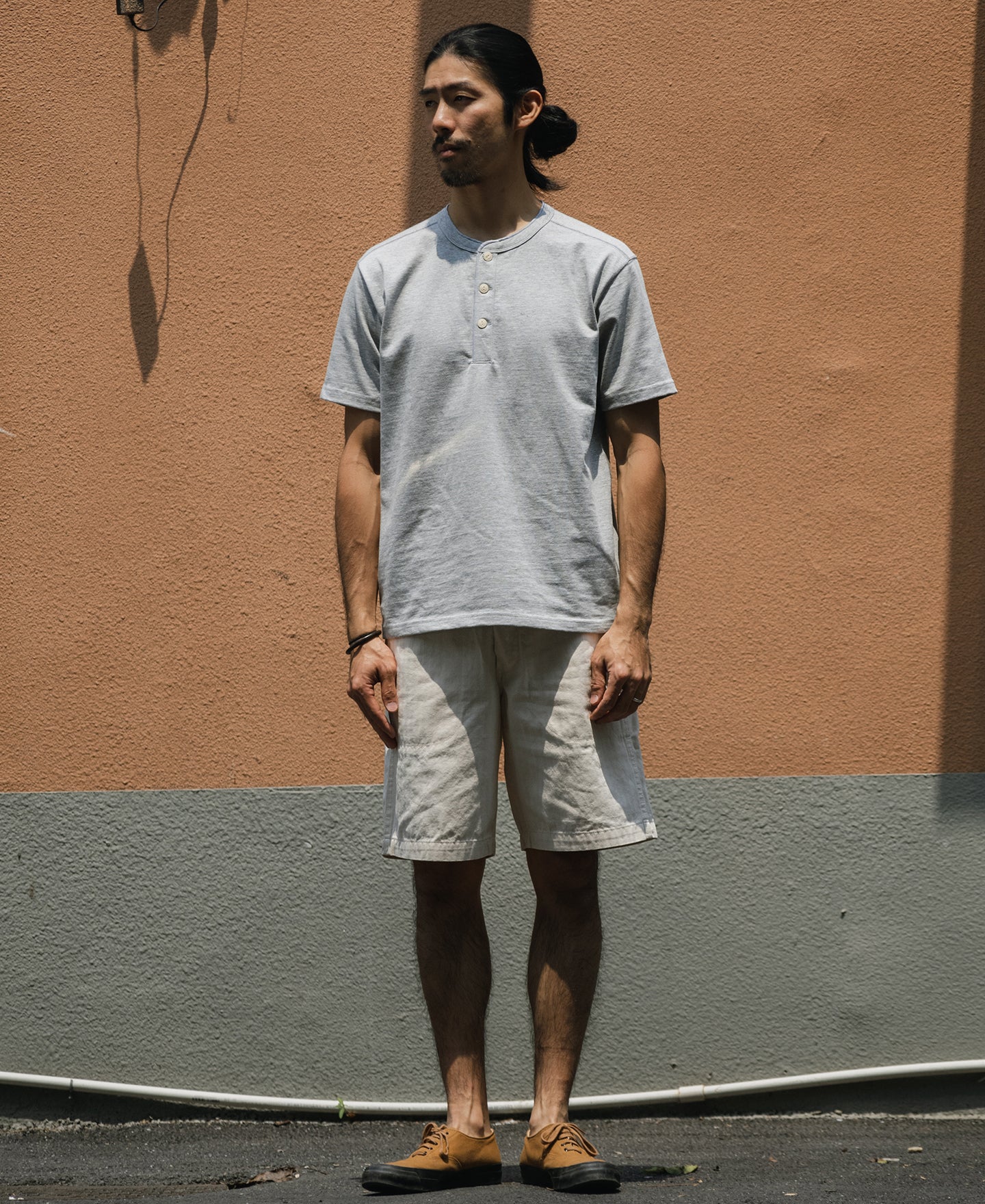 10.6 oz Cotton Short Sleeve Henley T-Shirt - Gray - Image 3