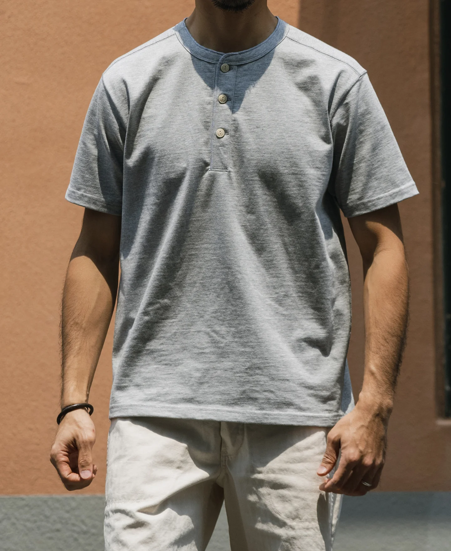 10.6 oz Cotton Short Sleeve Henley T-Shirt - Gray - Image 5