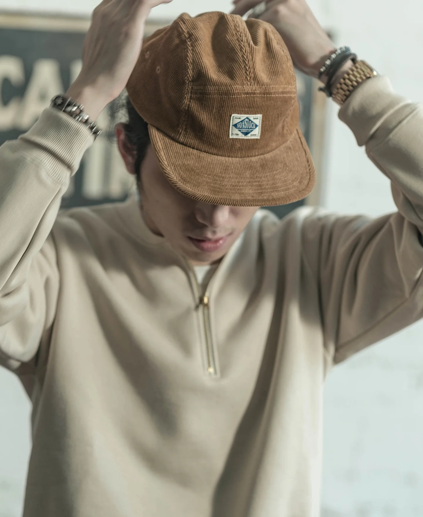 12.5 oz Corduroy 5 Panel Cap - Khaki - Image 5