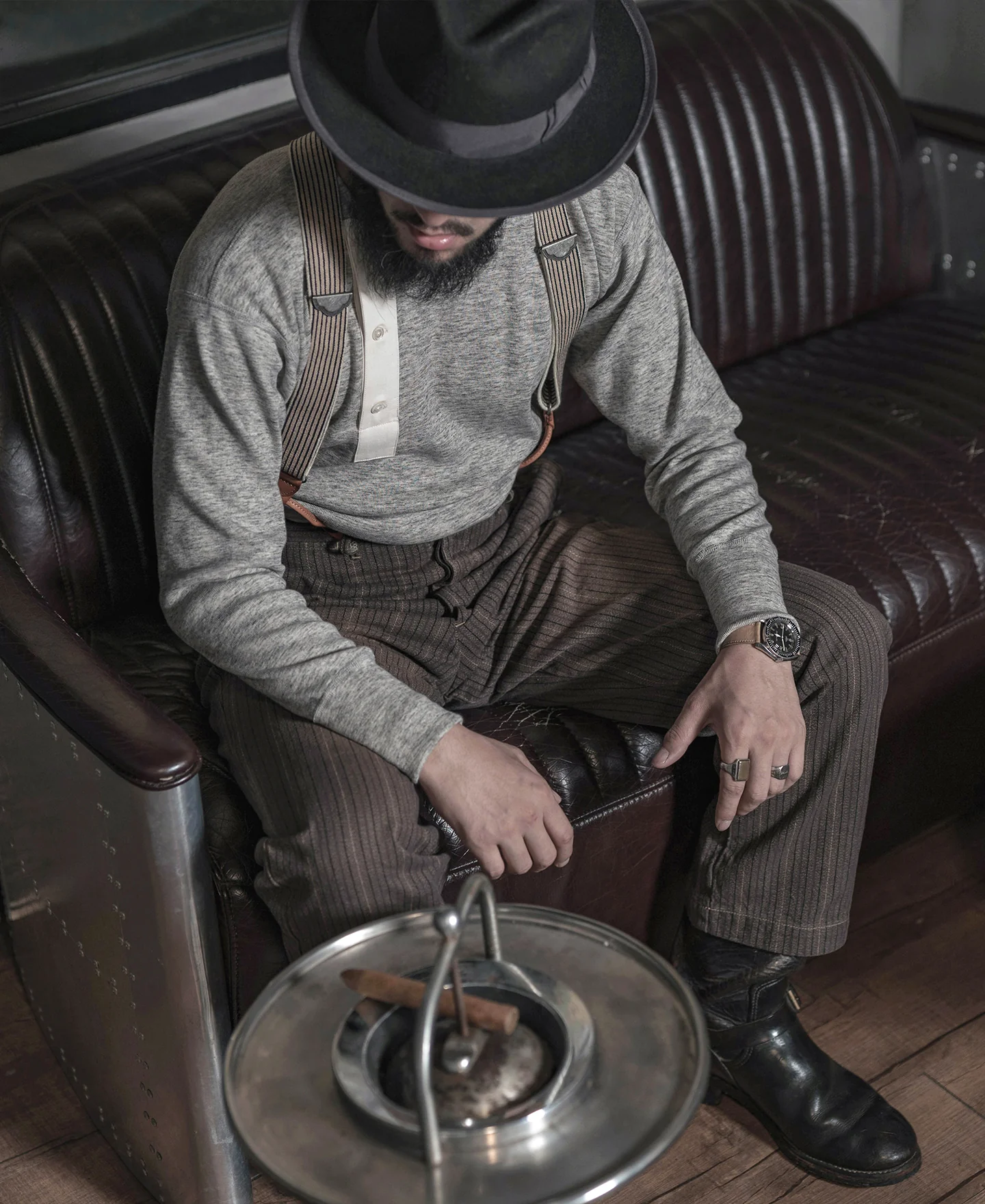 14 oz Side Closing Henley Shirt - Gray - Image 6