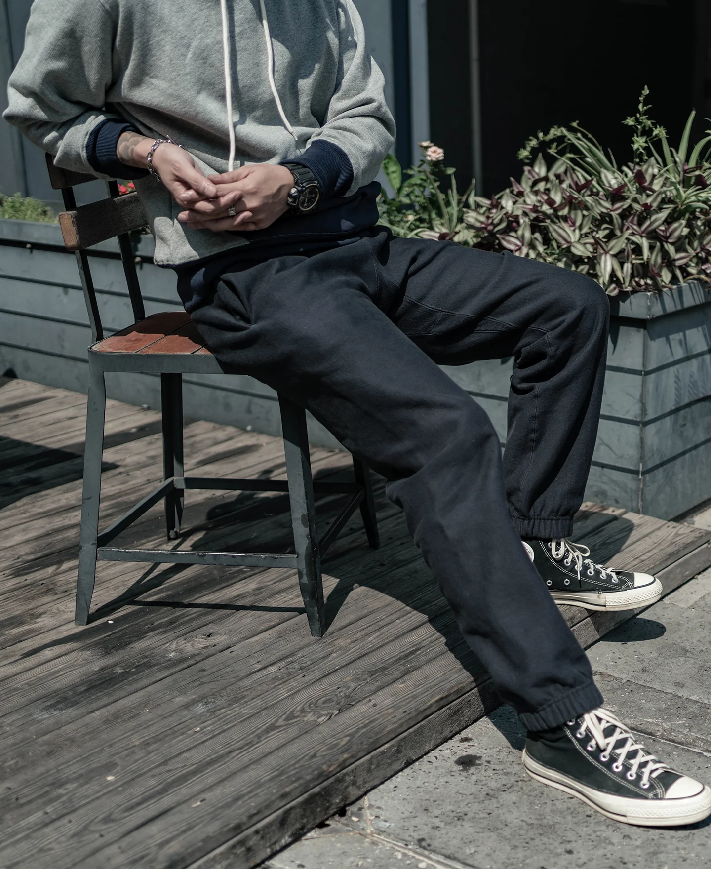 1950s 20.5 oz Terry Cloth Reverse Weave Sweatpants - Black - Image 3