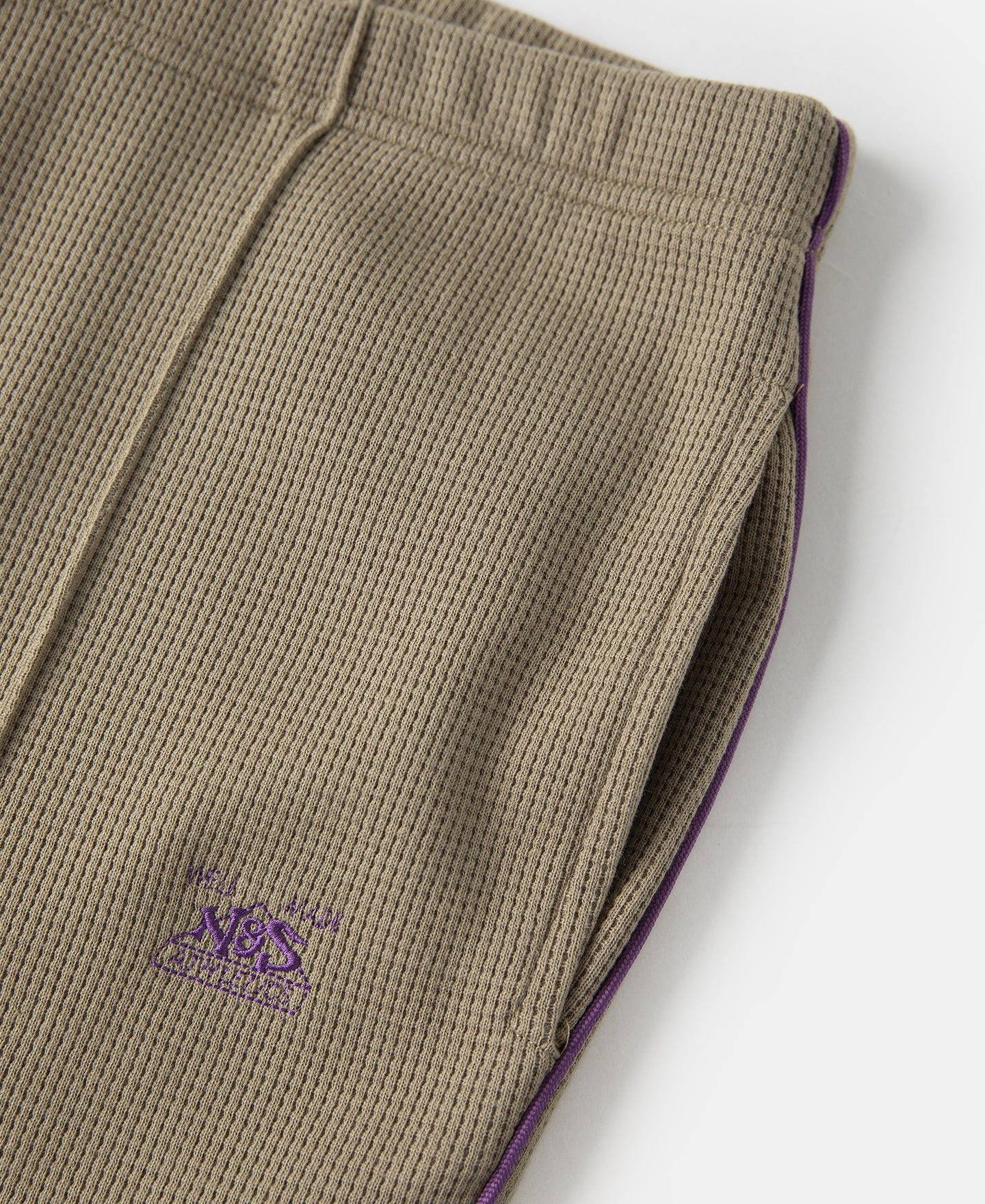 1970s Heavyweight Waffle Knit Jogger Pants - Khaki - Image 9