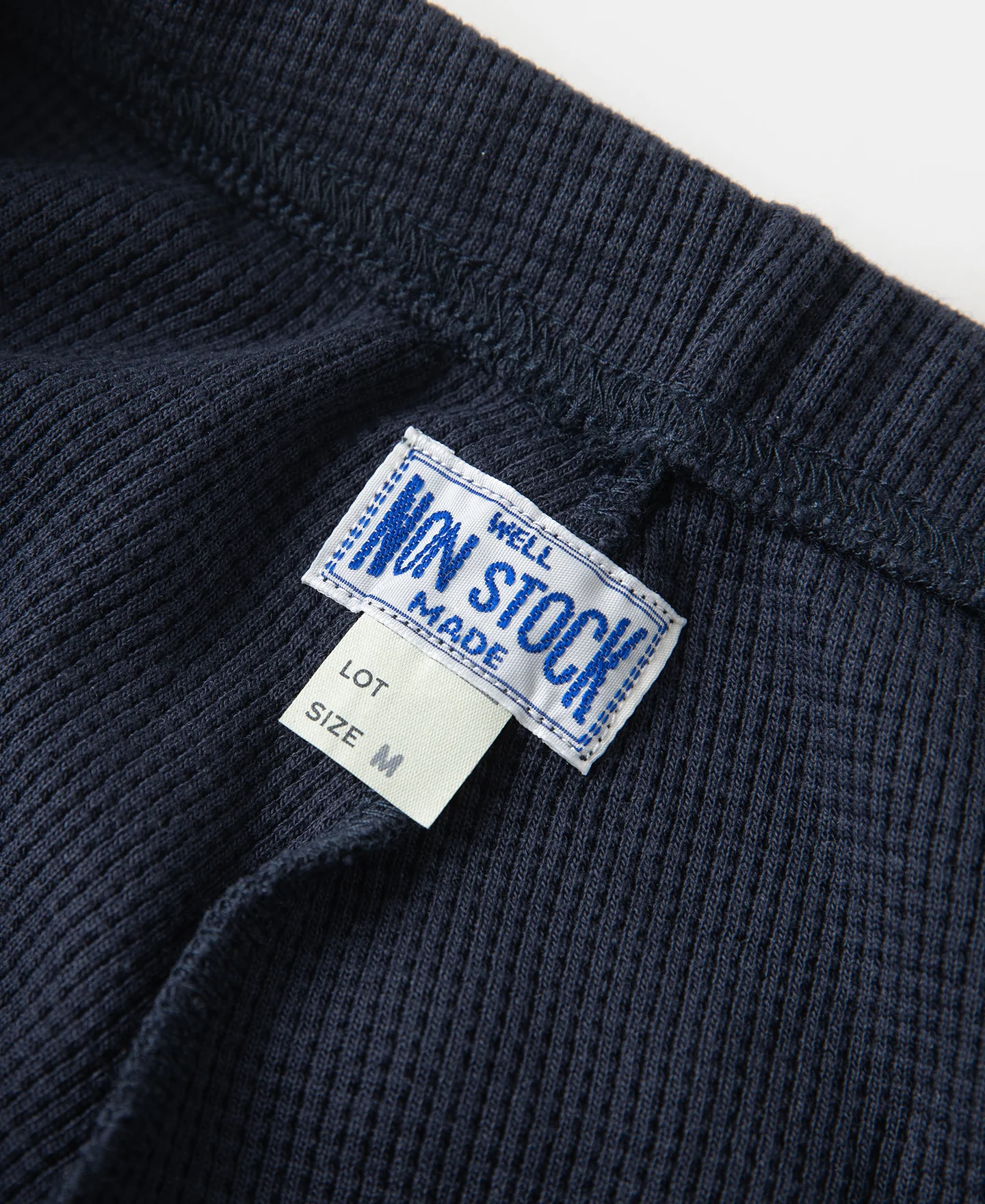 1970s Heavyweight Waffle Knit Jogger Pants - Navy - Image 6
