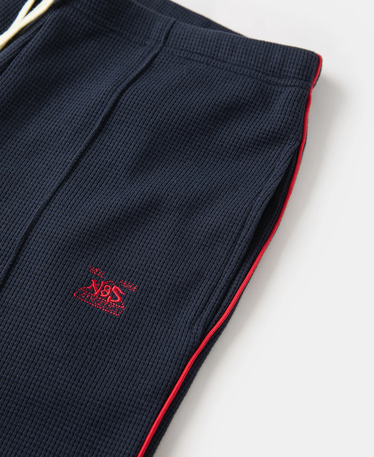 1970s Heavyweight Waffle Knit Jogger Pants - Navy - Image 7