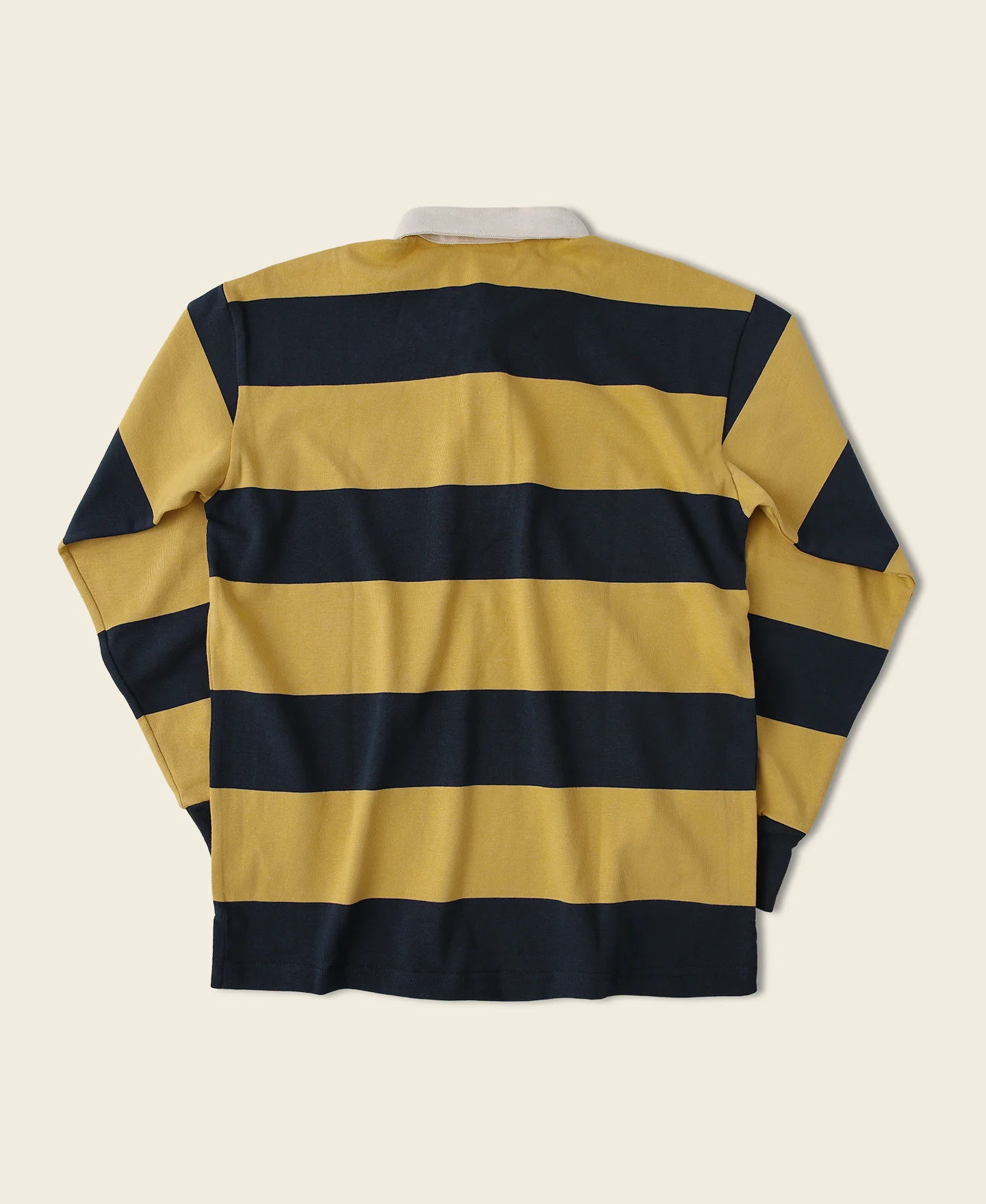 Classic Fit Striped Jersey Rugby Shirt - Yellow/Navy - Image 2