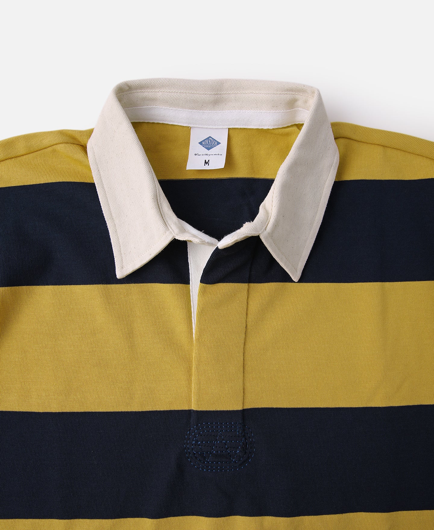 Classic Fit Striped Jersey Rugby Shirt - Yellow/Navy - Image 7