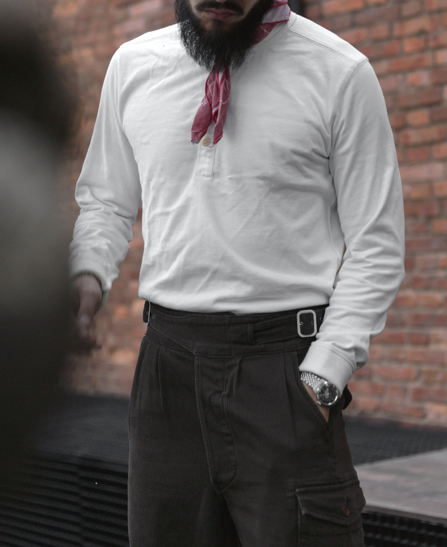 Vintage Long Sleeve Henley Shirt - White - Image 5