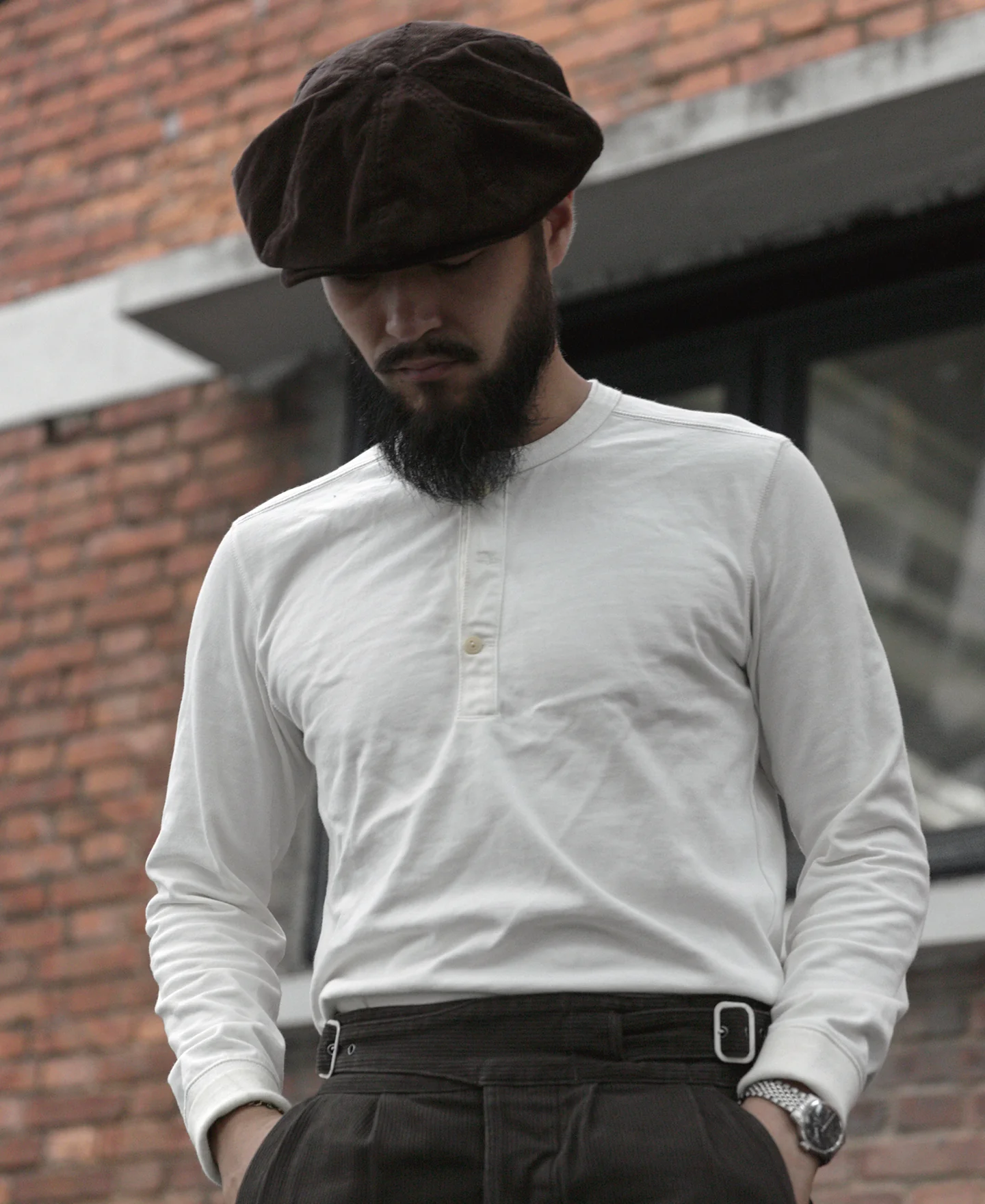 Vintage Long Sleeve Henley Shirt - White - Image 6