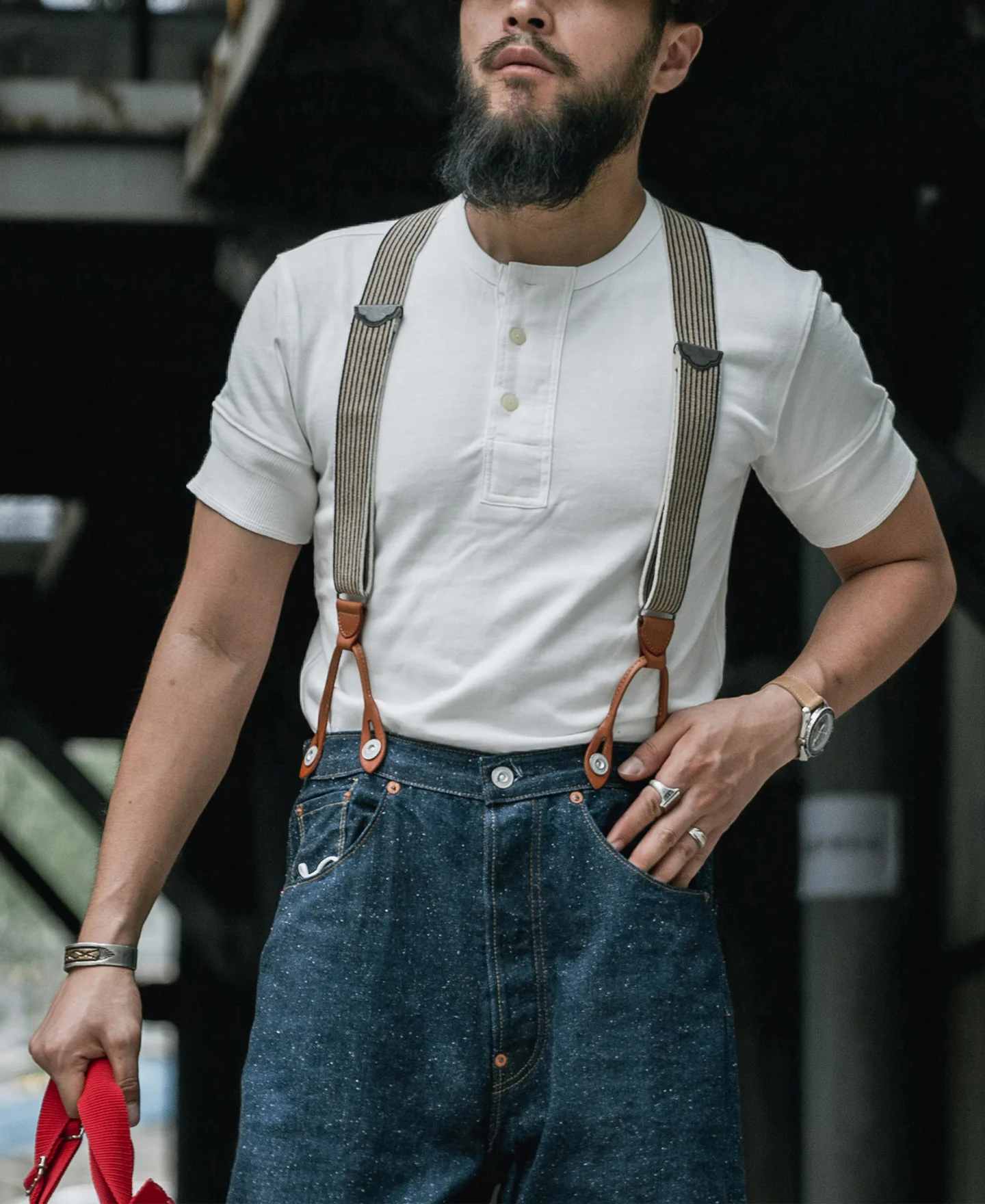 Vintage Short Sleeve Henley T-Shirt - White - Image 3