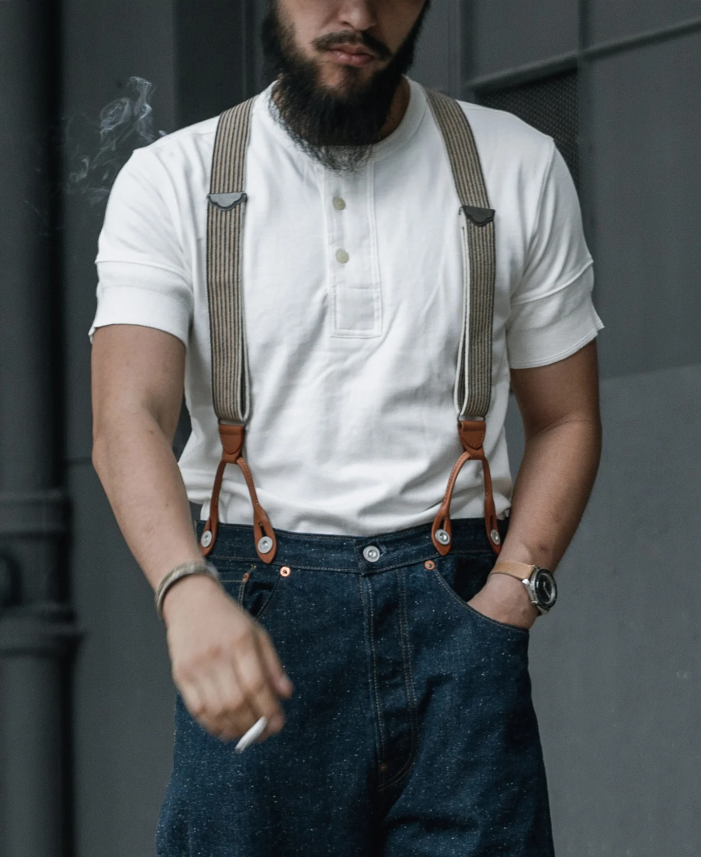 Vintage Short Sleeve Henley T-Shirt - White - Image 4