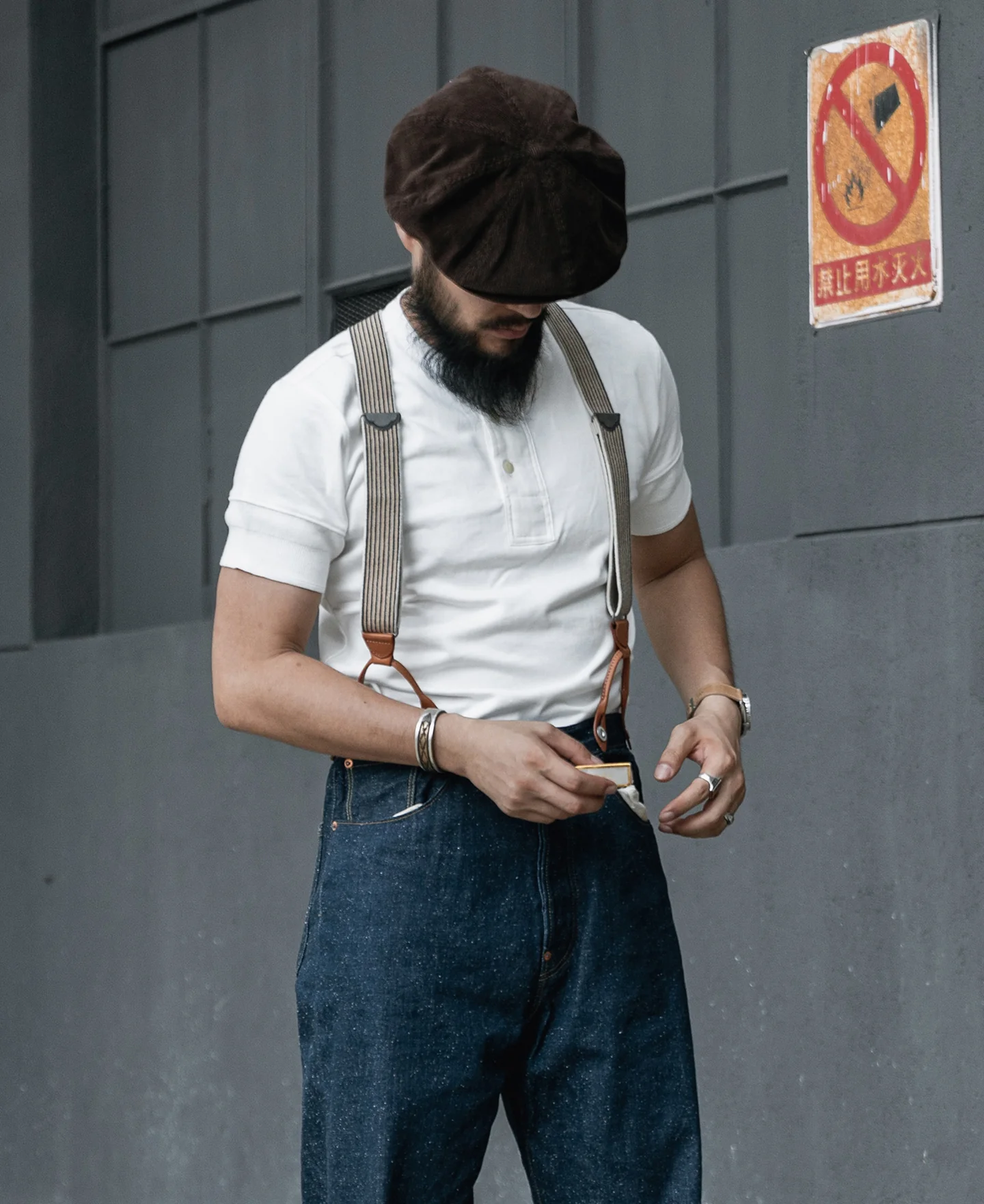 Vintage Short Sleeve Henley T-Shirt - White - Image 5