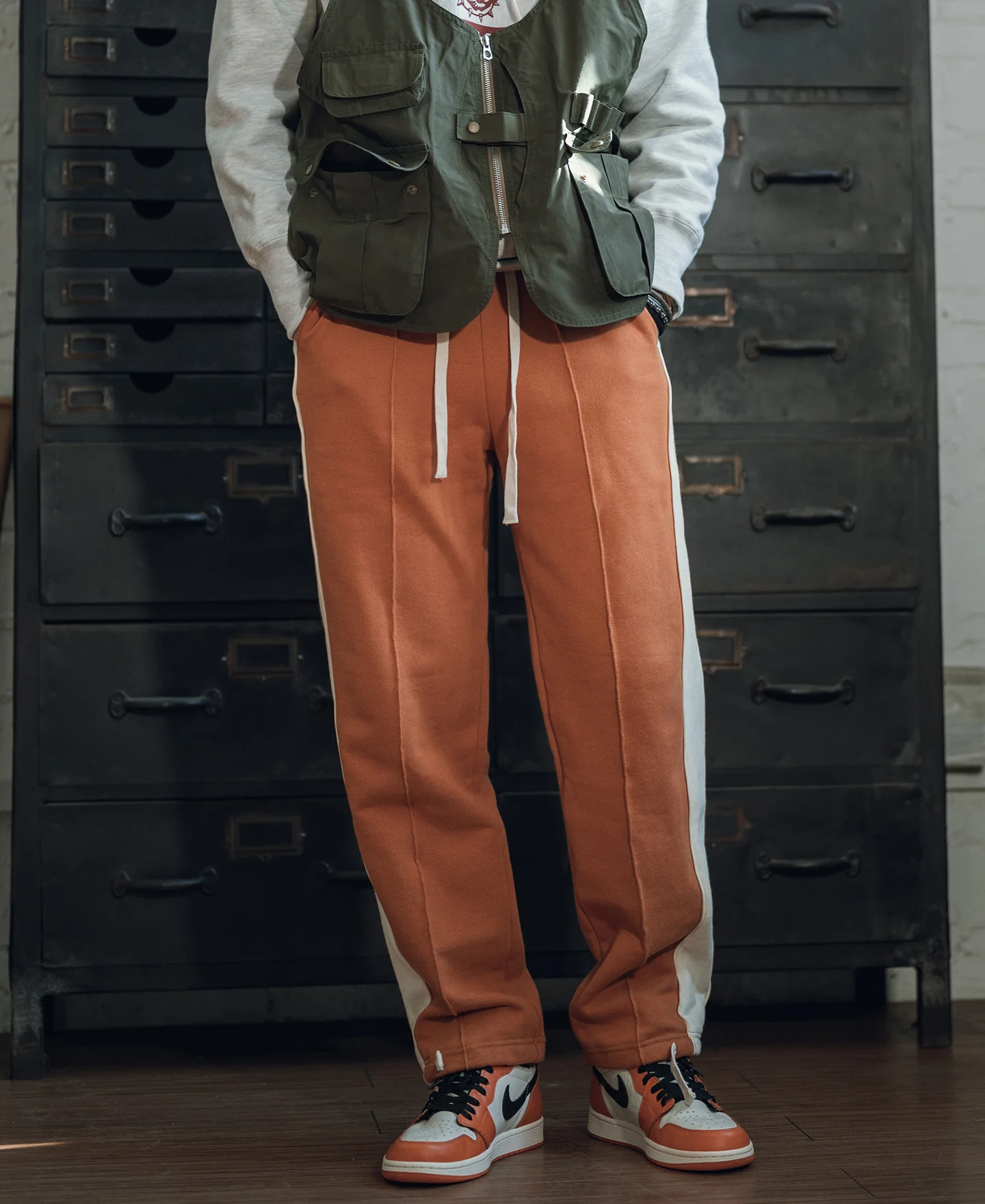 Classic Straight-Leg Striped Logo-Embroidered Cotton-Terry Sweatpants - Orange - Image 3