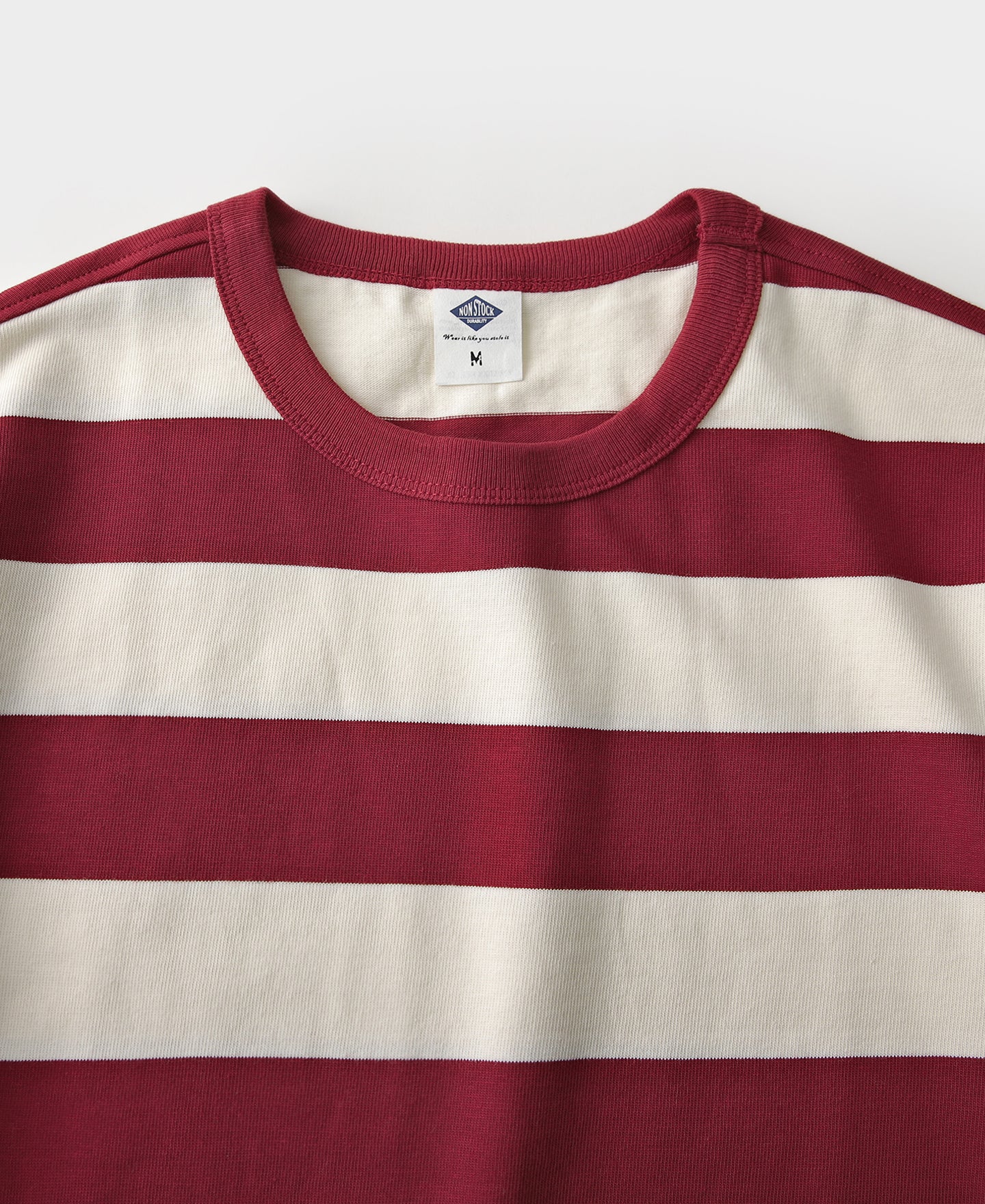 Heavyweight Cotton Wide Striped T-Shirt - Red/Apricot - Image 8