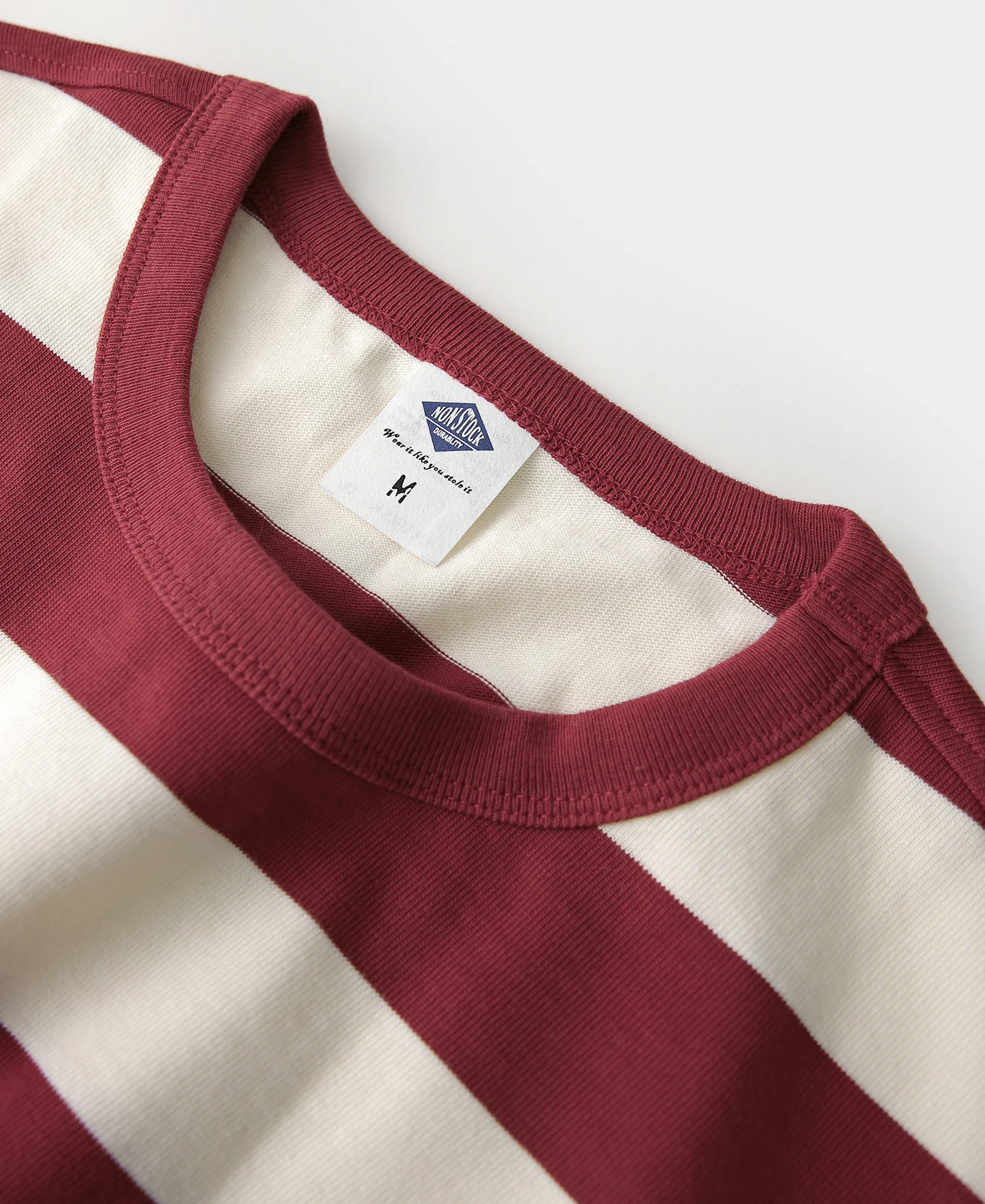 Heavyweight Cotton Wide Striped T-Shirt - Red/Apricot - Image 9