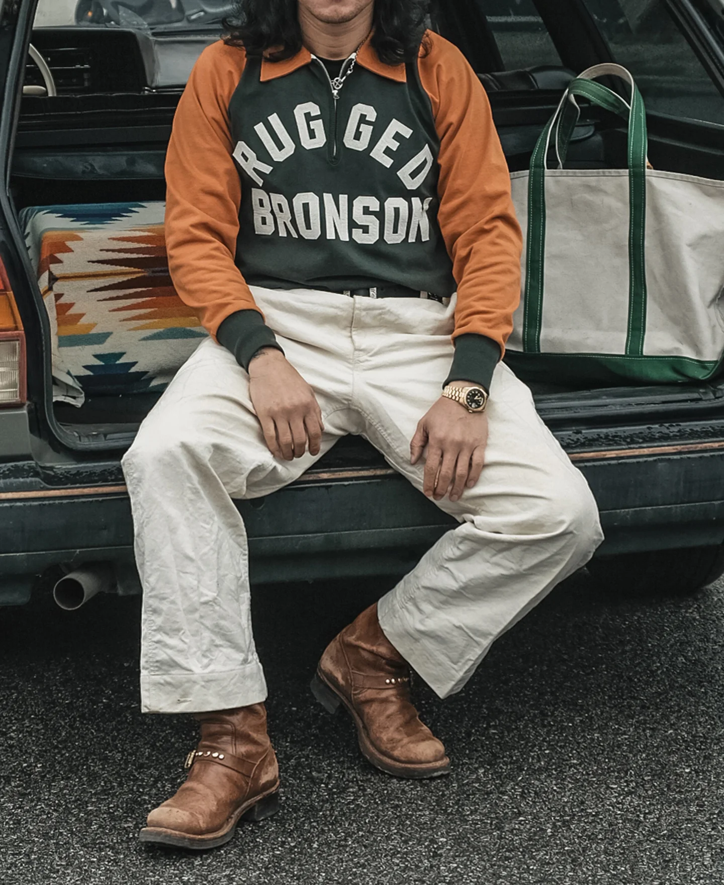Heavyweight Two-Tone Racing Jersey T-Shirt - Orange/Green - Image 3