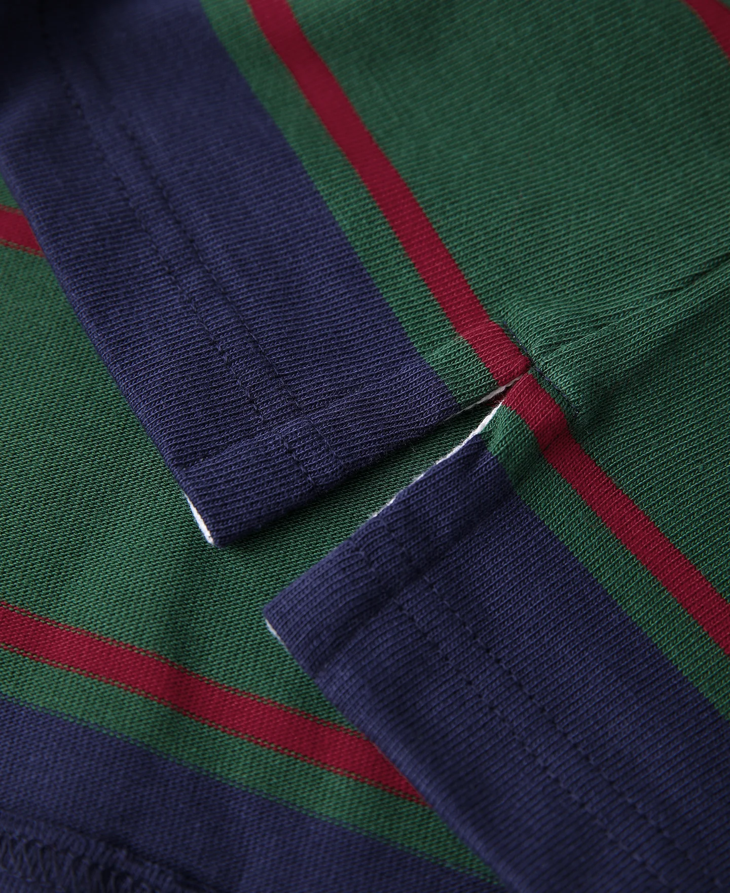 Classic Fit Striped Jersey Rugby Shirt - Green/Navy/Red - Image 11
