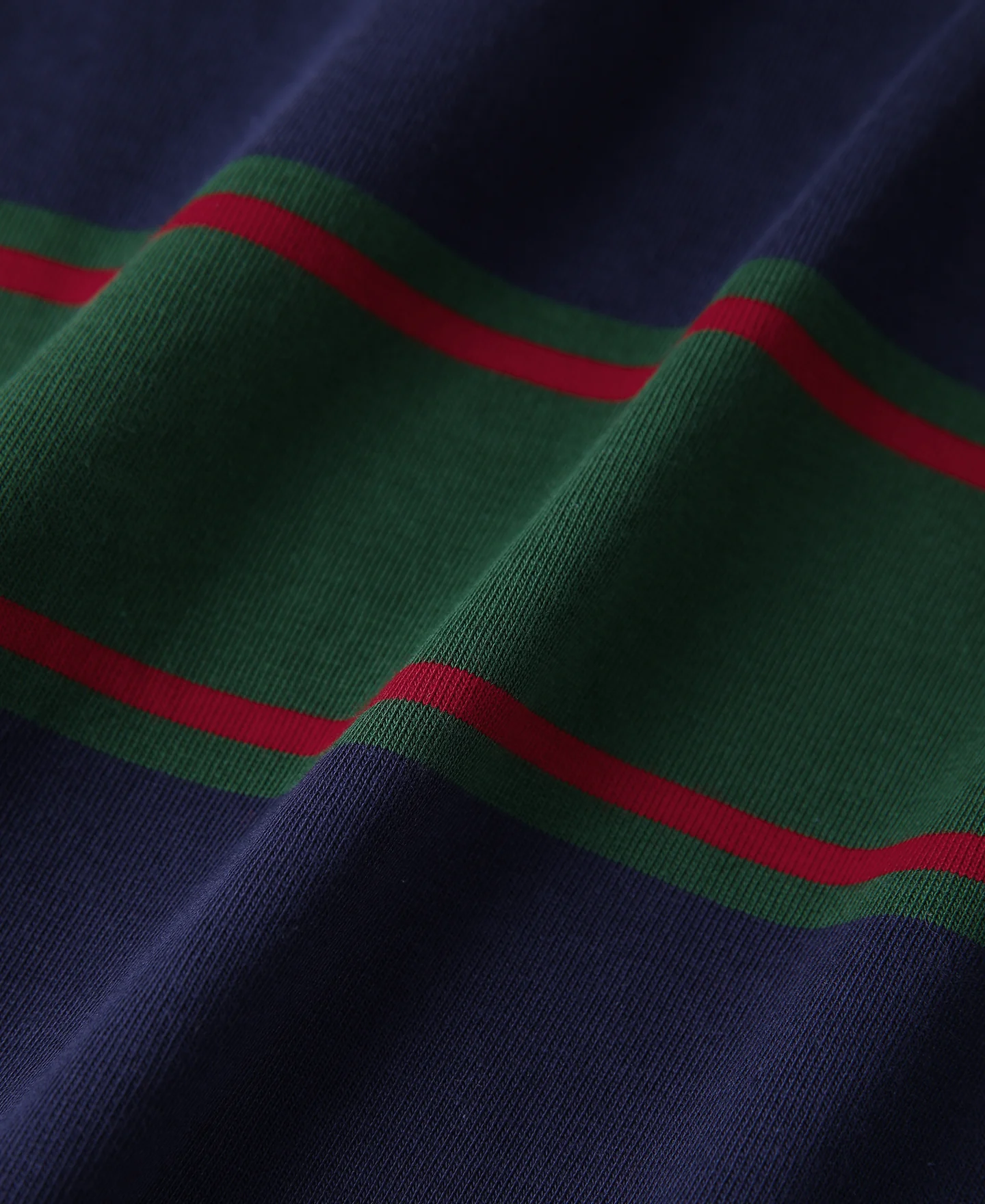 Classic Fit Striped Jersey Rugby Shirt - Green/Navy/Red - Image 12