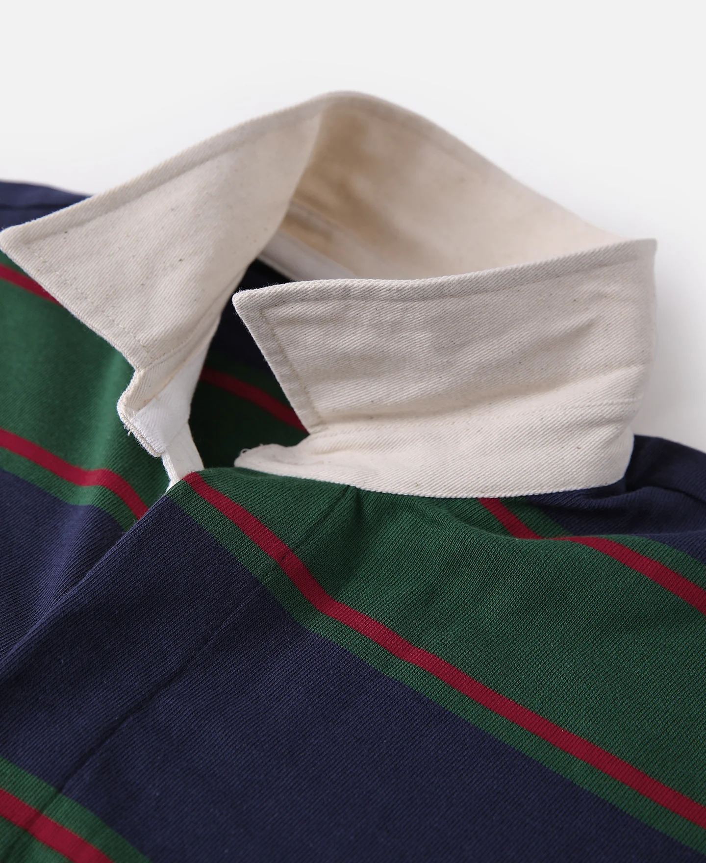 Classic Fit Striped Jersey Rugby Shirt - Green/Navy/Red - Image 8