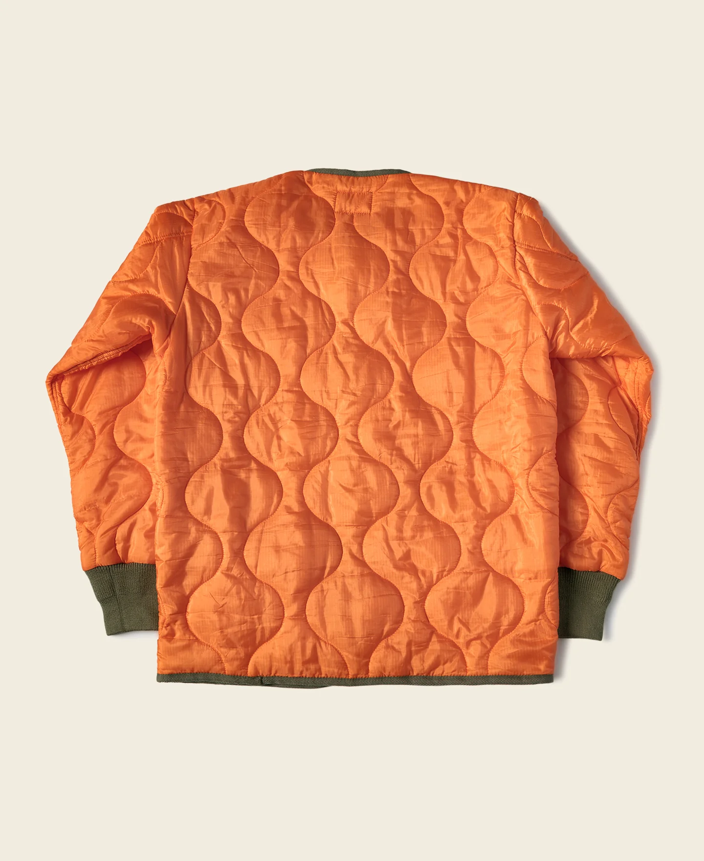 Military Style Quilted Padded Ripstop Nylon Jacket - Orange - Image 2