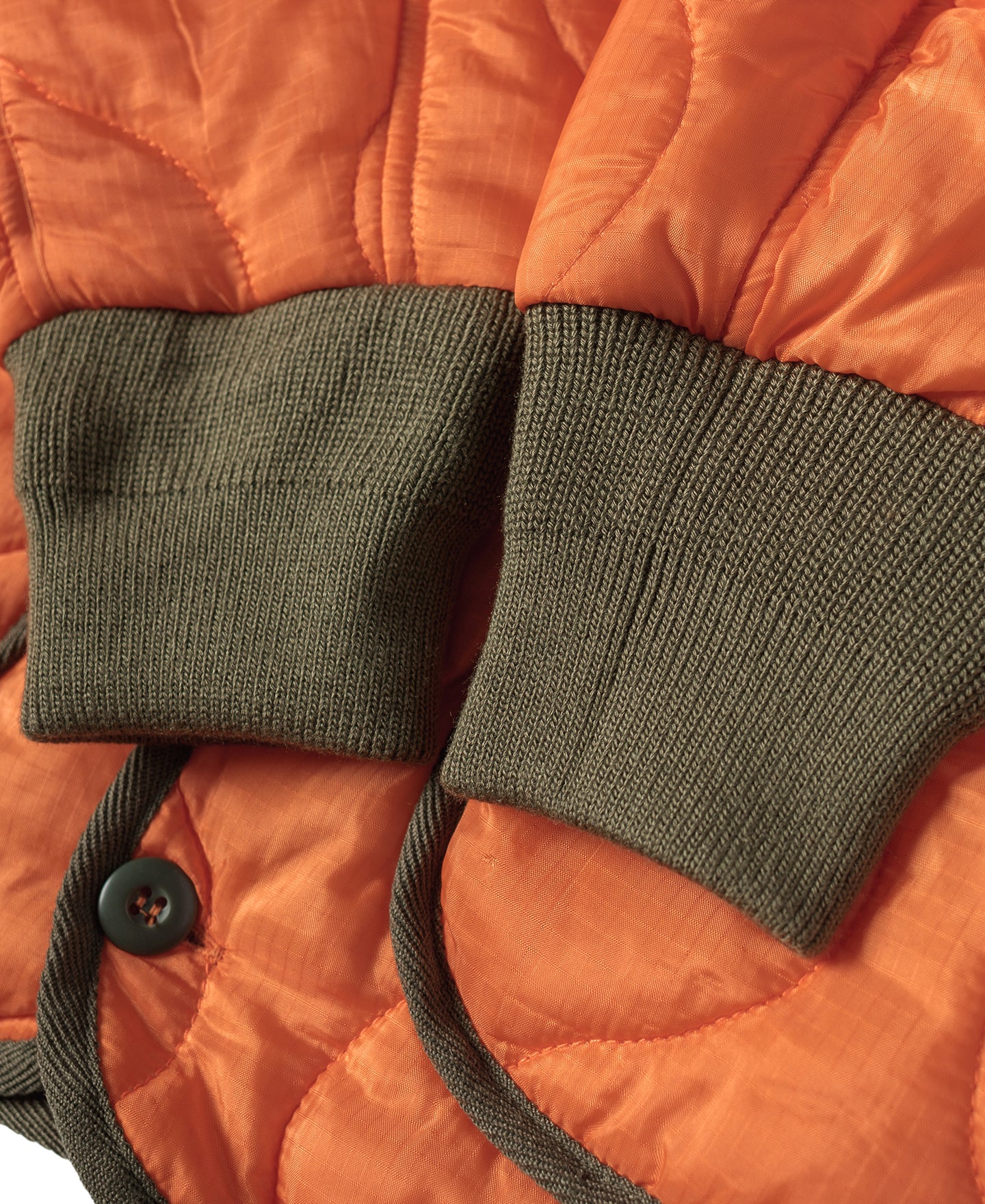 Military Style Quilted Padded Ripstop Nylon Jacket - Orange - Image 7
