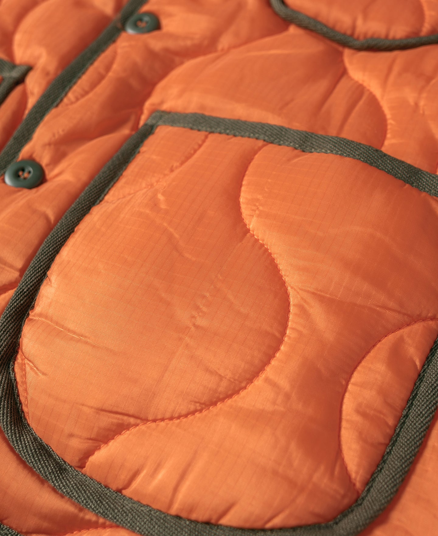 Military Style Quilted Padded Ripstop Nylon Jacket - Orange - Image 8