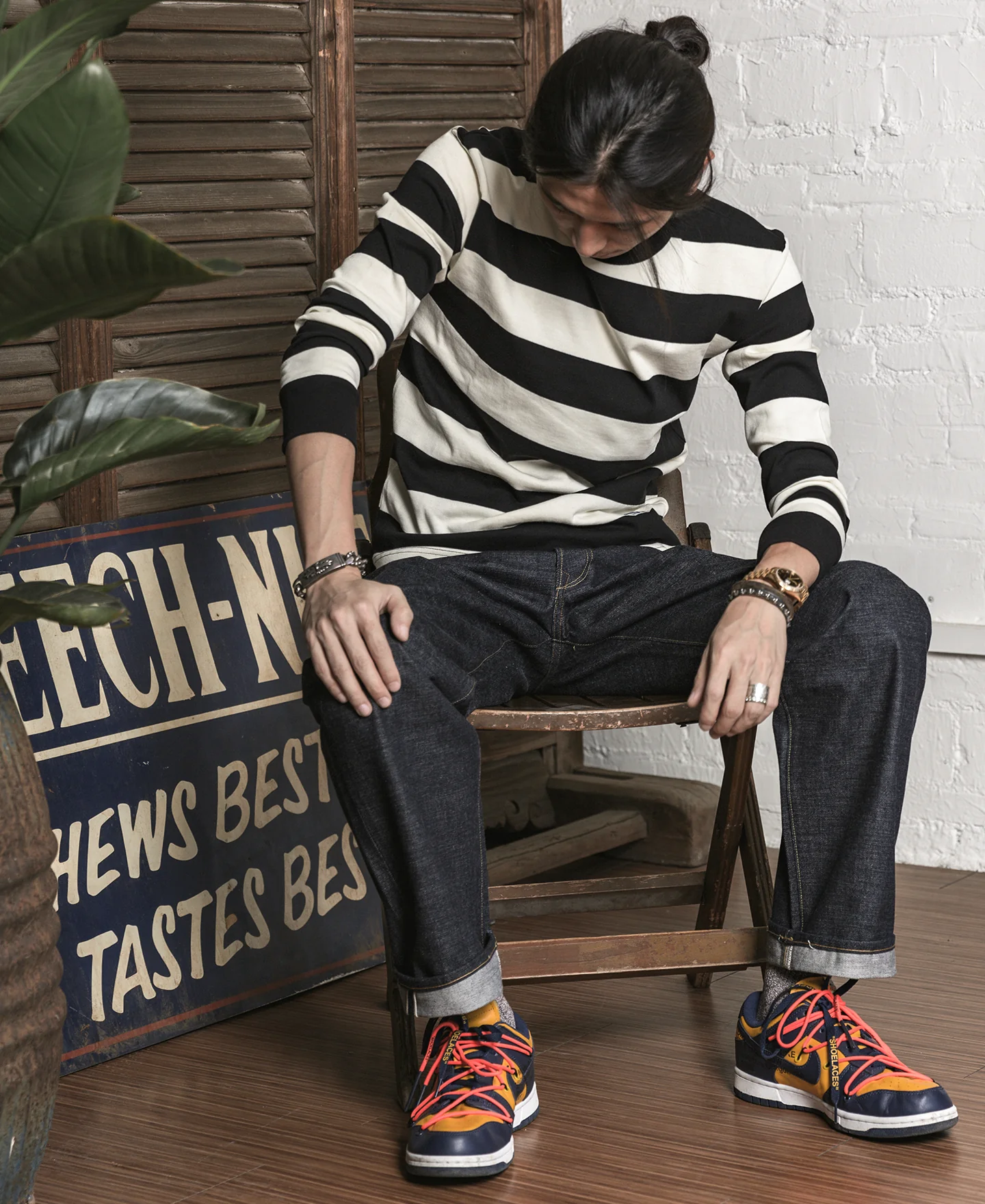 9 oz Wide Striped Long Sleeve T-Shirt - Image 6