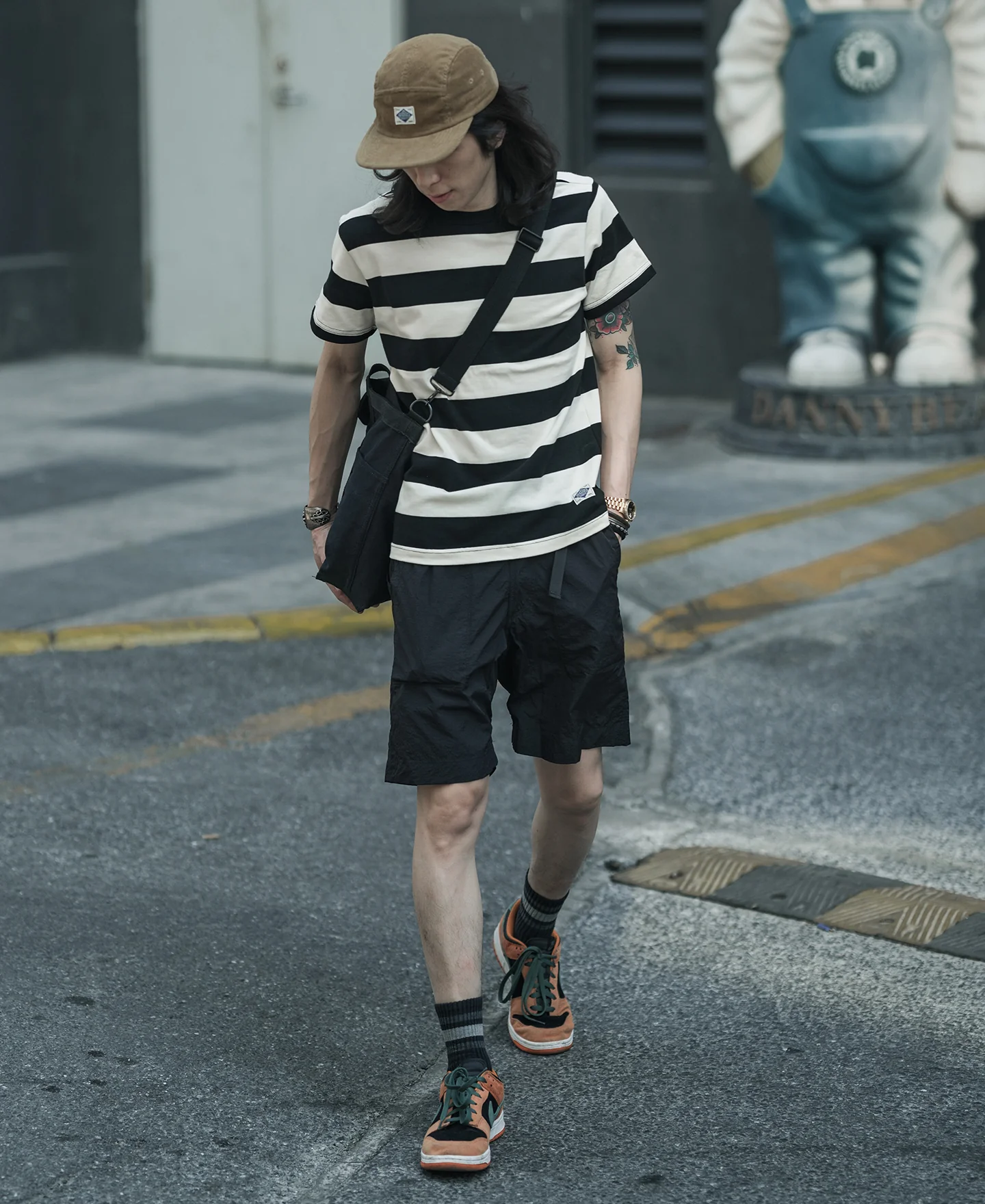 Heavyweight Cotton Wide Striped T-Shirt - Black/White - Image 3