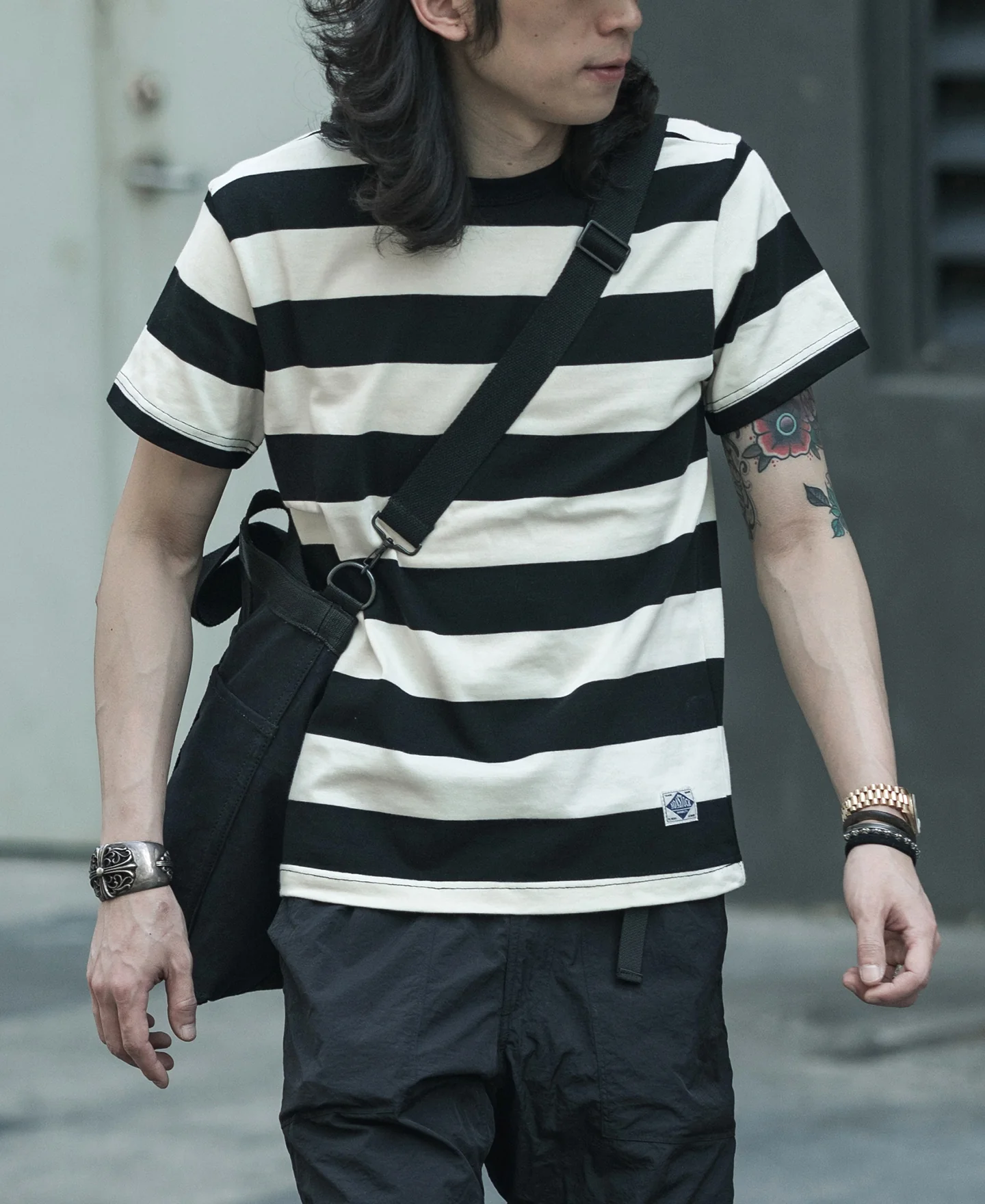 Heavyweight Cotton Wide Striped T-Shirt - Black/White - Image 6