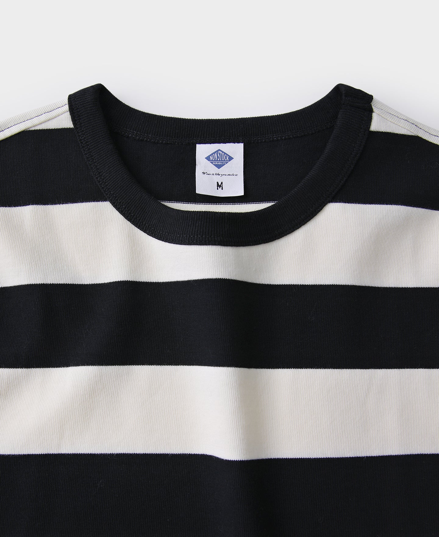 Heavyweight Cotton Wide Striped T-Shirt - Black/White - Image 8