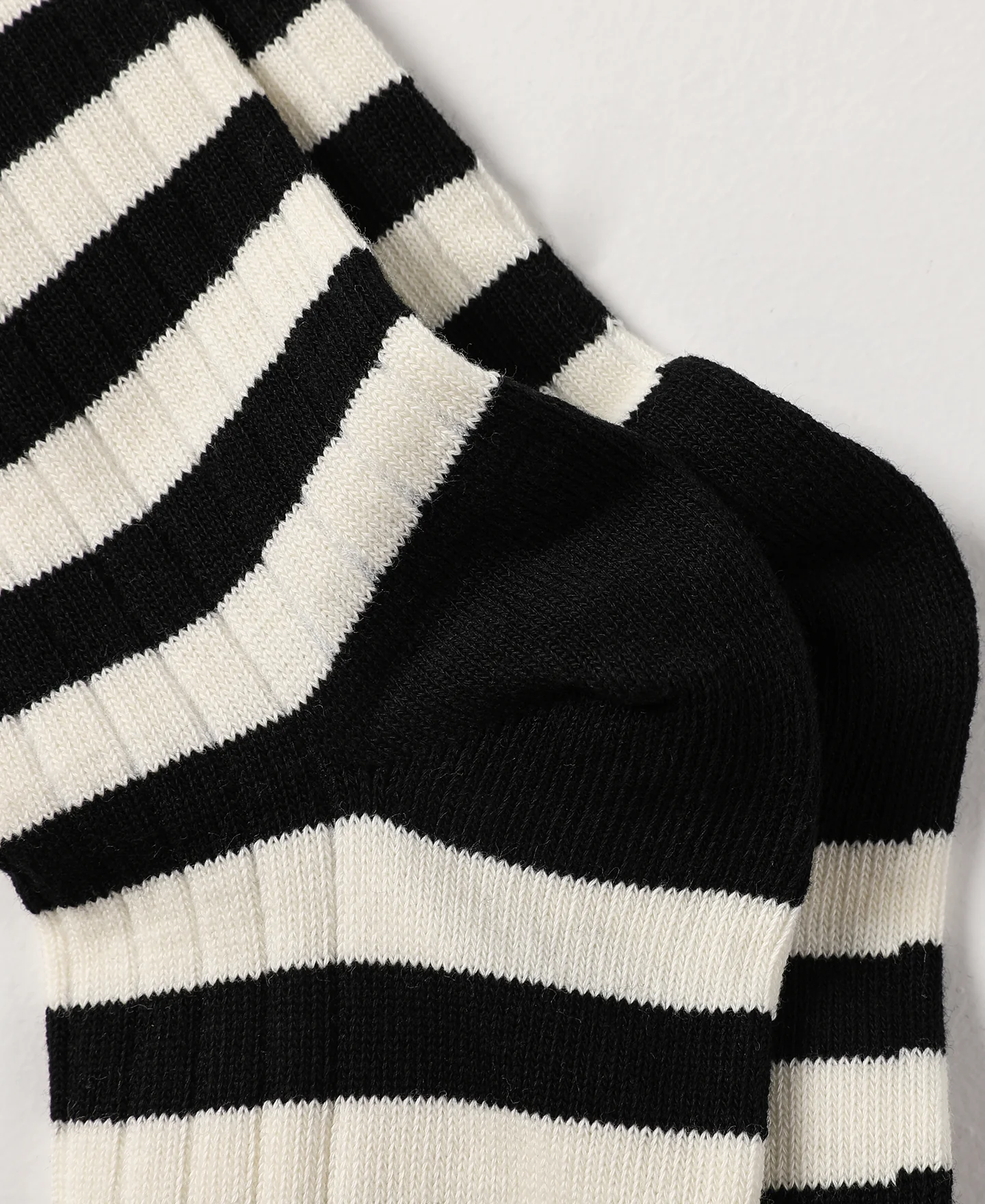Retro Striped Cotton Socks - Black/White - Image 10