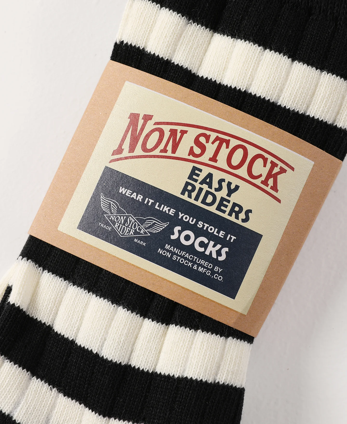 Retro Striped Cotton Socks - Black/White - Image 8
