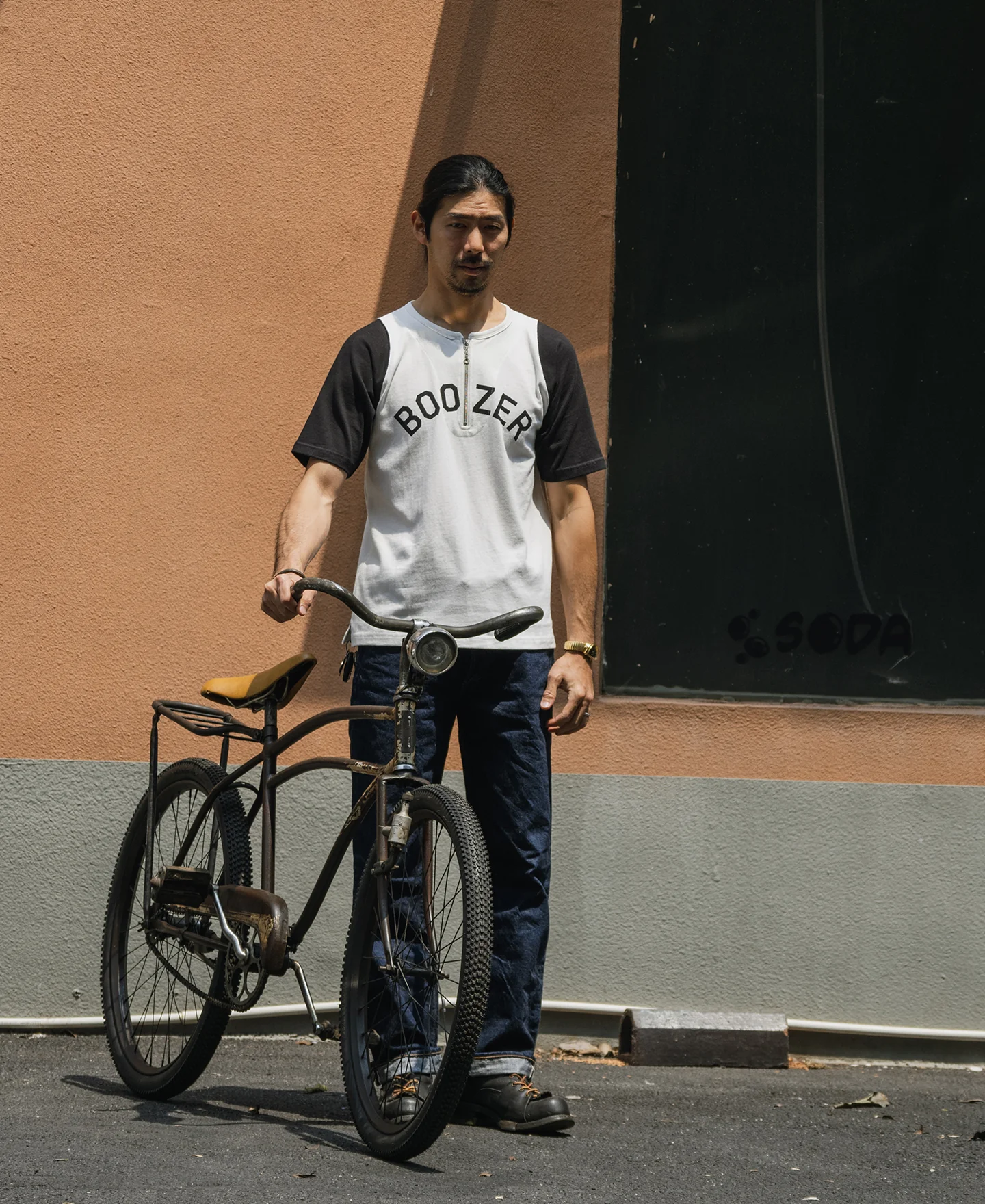 Quarter-Zip Rider Printed Raglan Sleeve T-Shirt - White - Image 4