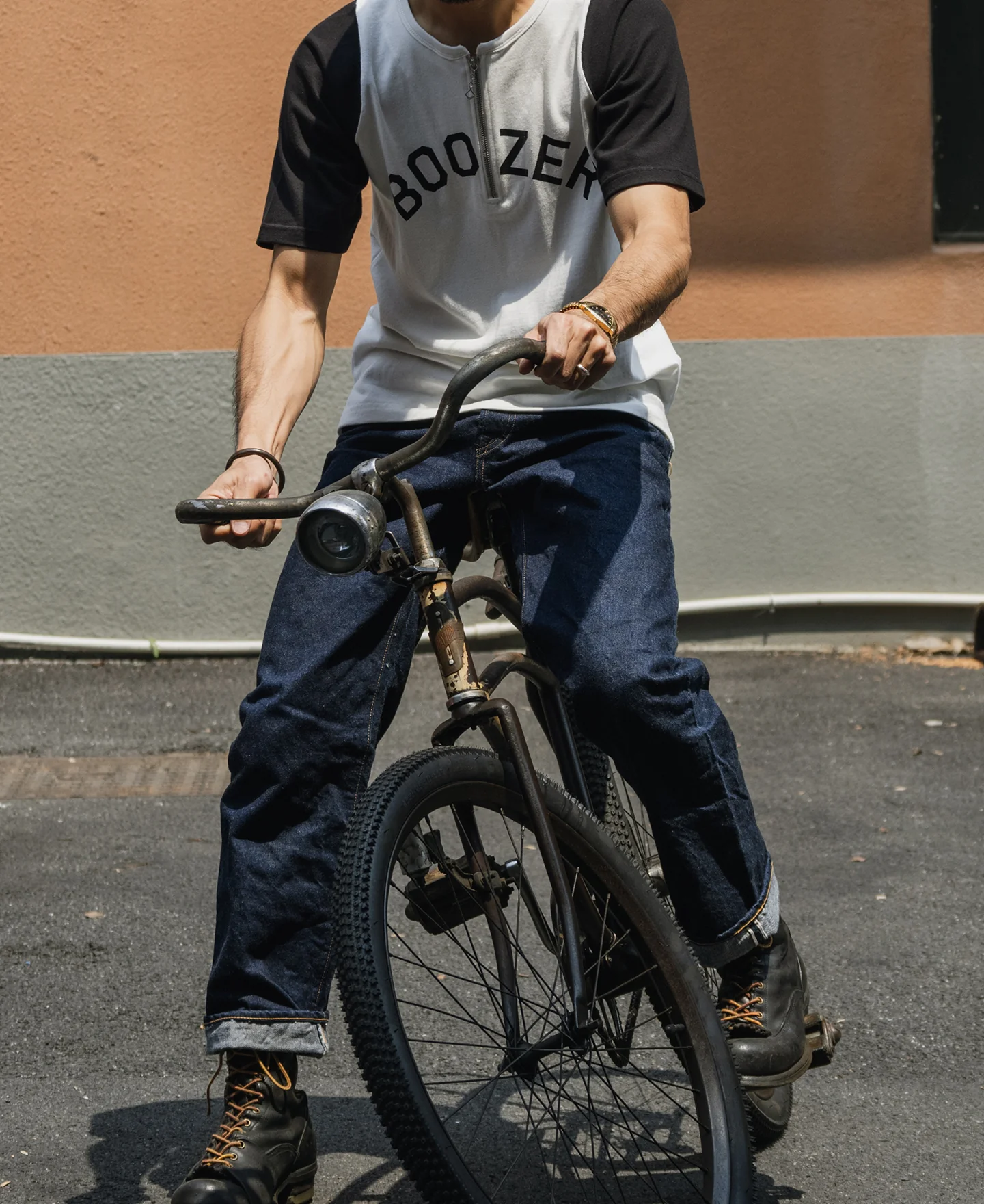Quarter-Zip Rider Printed Raglan Sleeve T-Shirt - White - Image 5