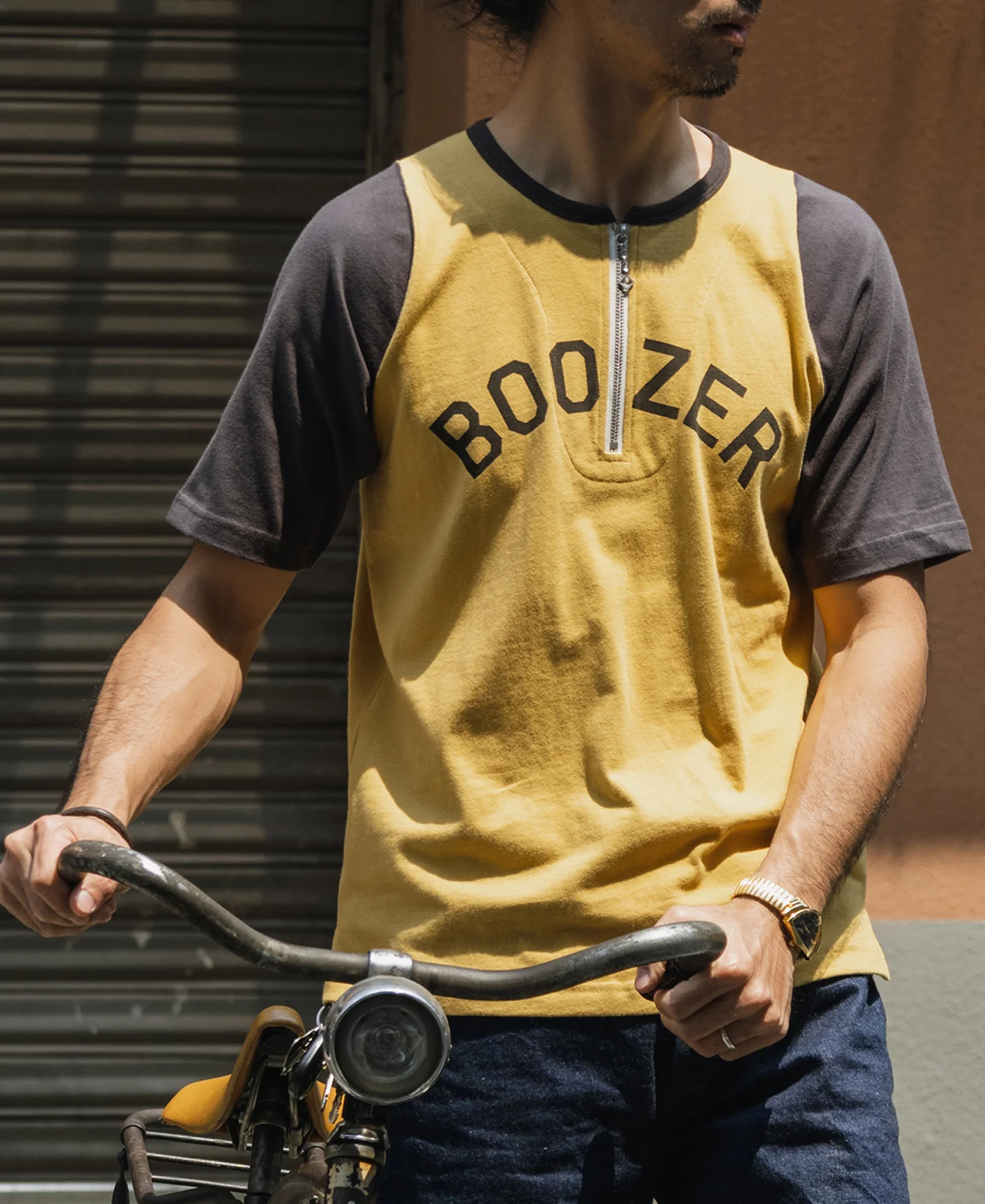 Quarter-Zip Rider Printed Raglan Sleeve T-Shirt - Yellow - Image 10