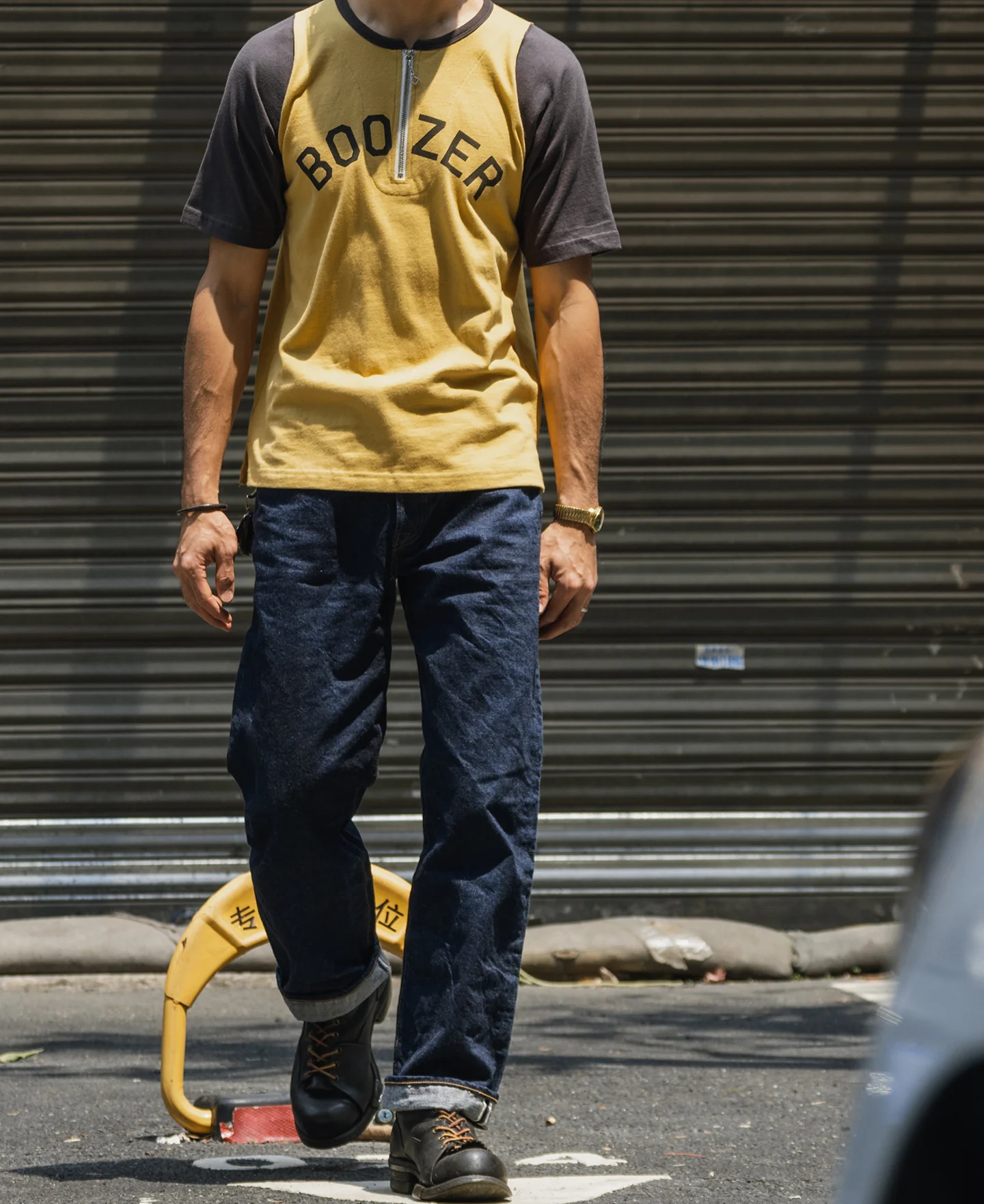 Quarter-Zip Rider Printed Raglan Sleeve T-Shirt - Yellow - Image 11