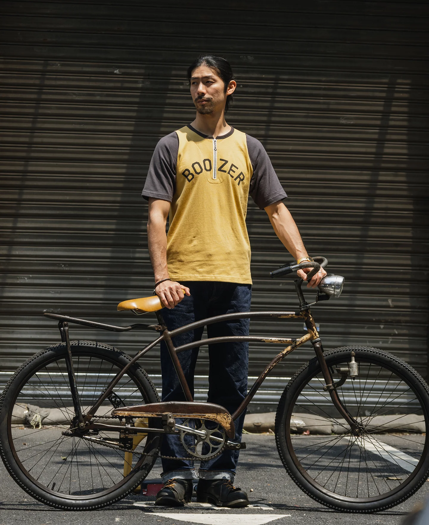 Quarter-Zip Rider Printed Raglan Sleeve T-Shirt - Yellow - Image 9