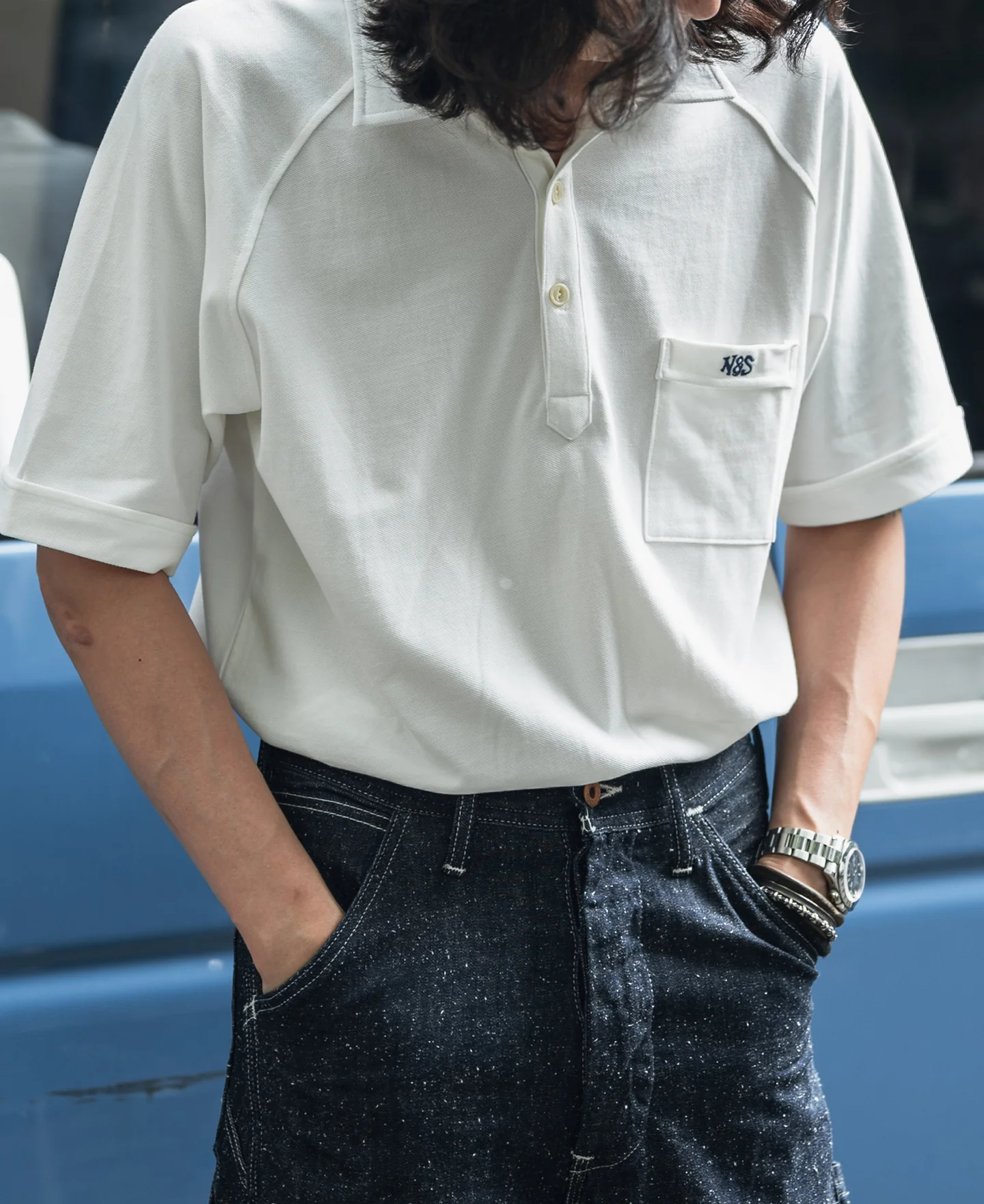 Raglan Sleeve Cotton-Piqué Polo Shirt - White - Image 3
