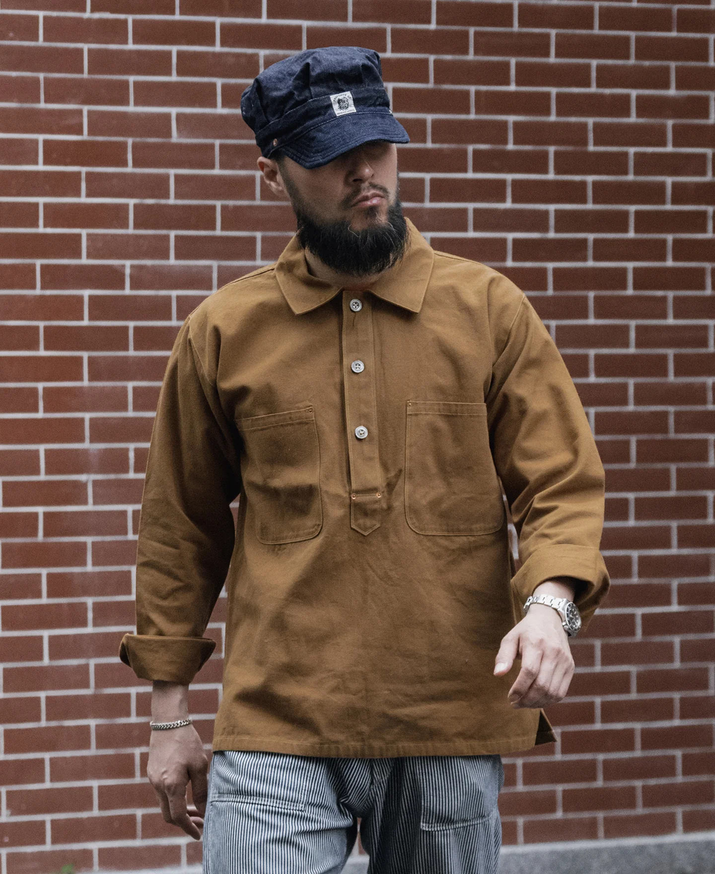 Indigo Denim Railroad Engineer Cap - Image 4