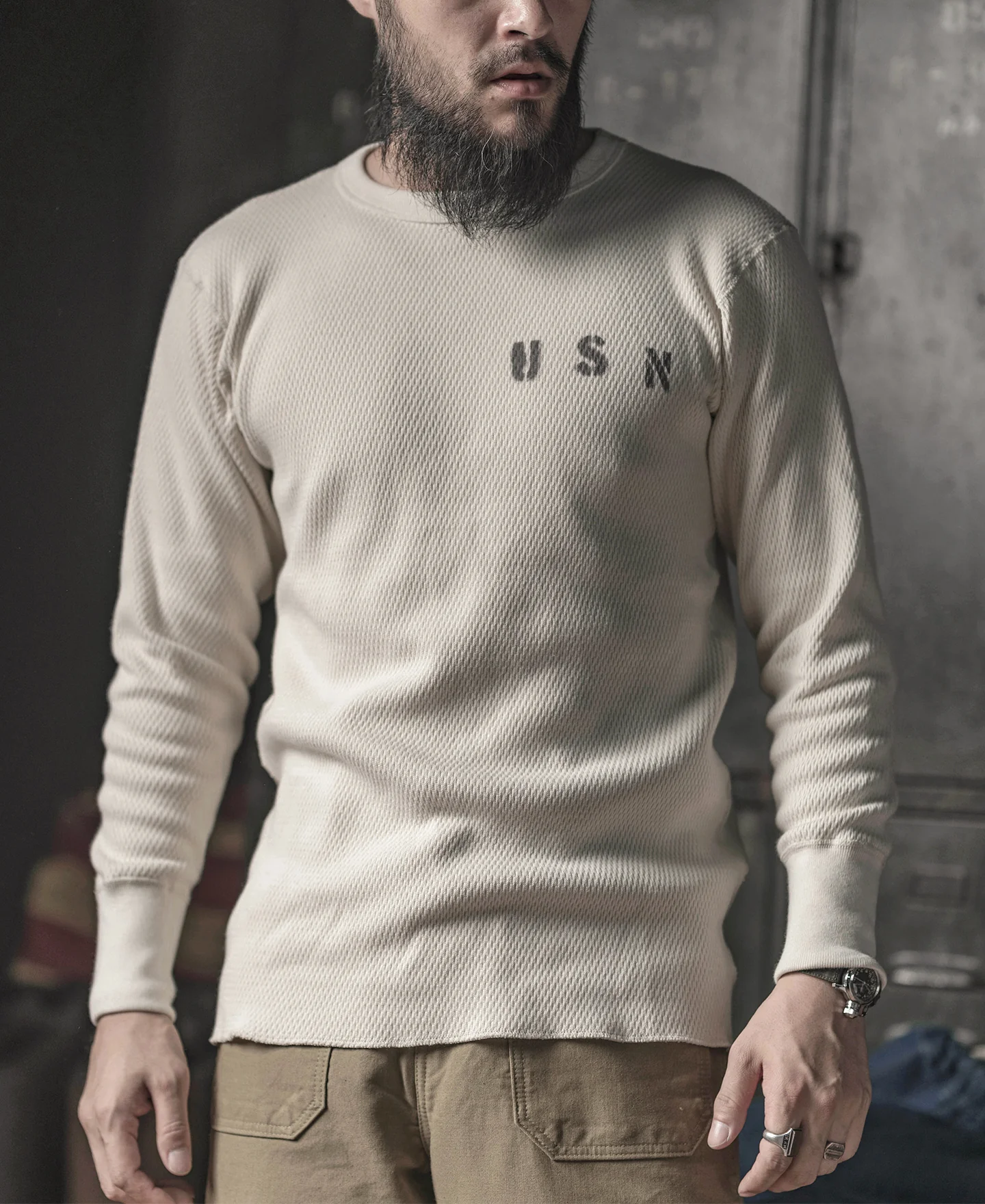 US Naval Raschel Knitting Waffle Thermal Shirt - Image 4