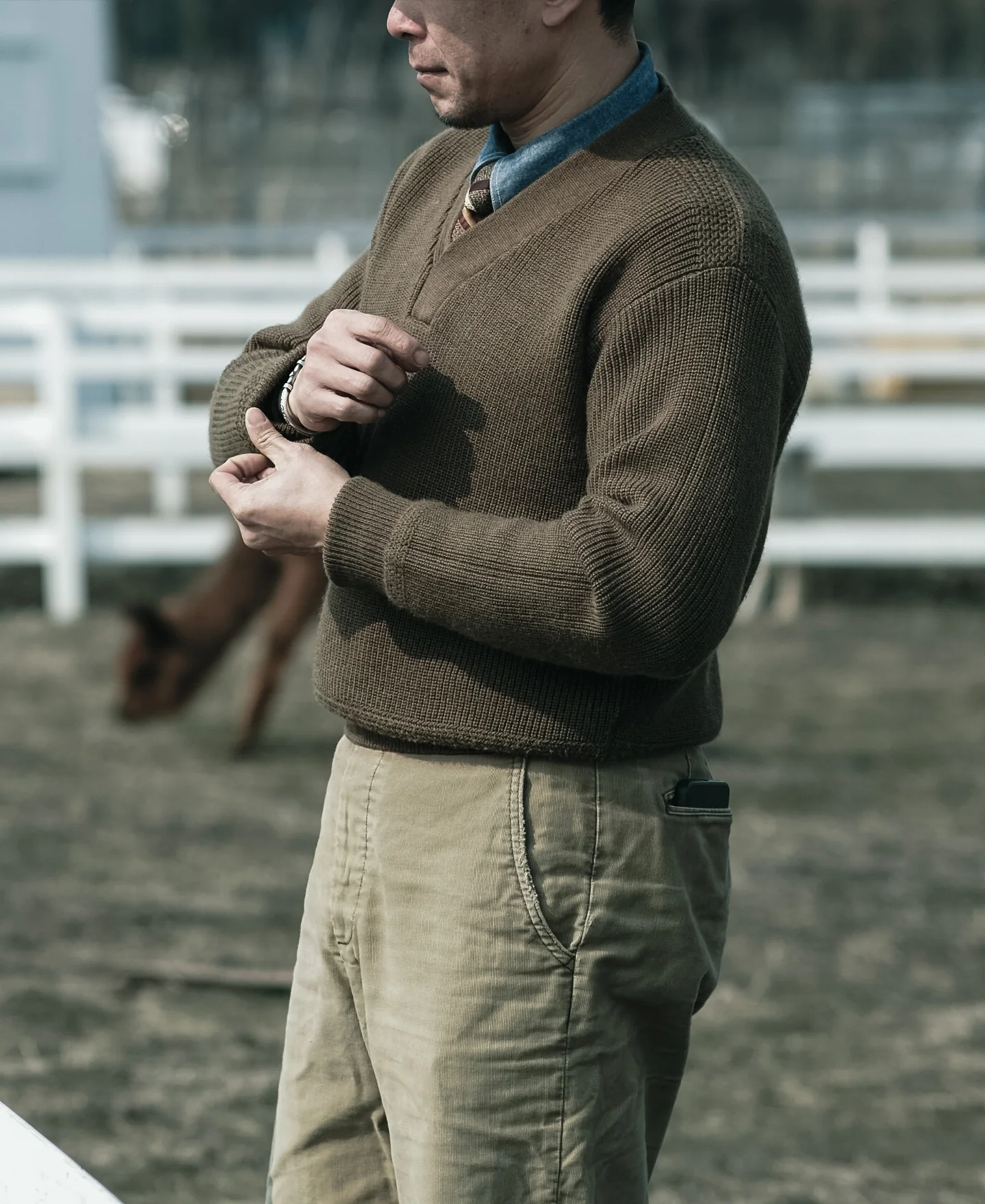 USAAF Type A-1 V-neck Mechanics Sweater - Olive - Image 3