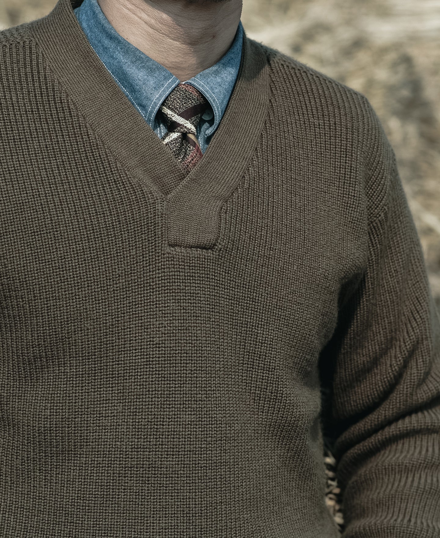 USAAF Type A-1 V-neck Mechanics Sweater - Olive - Image 6