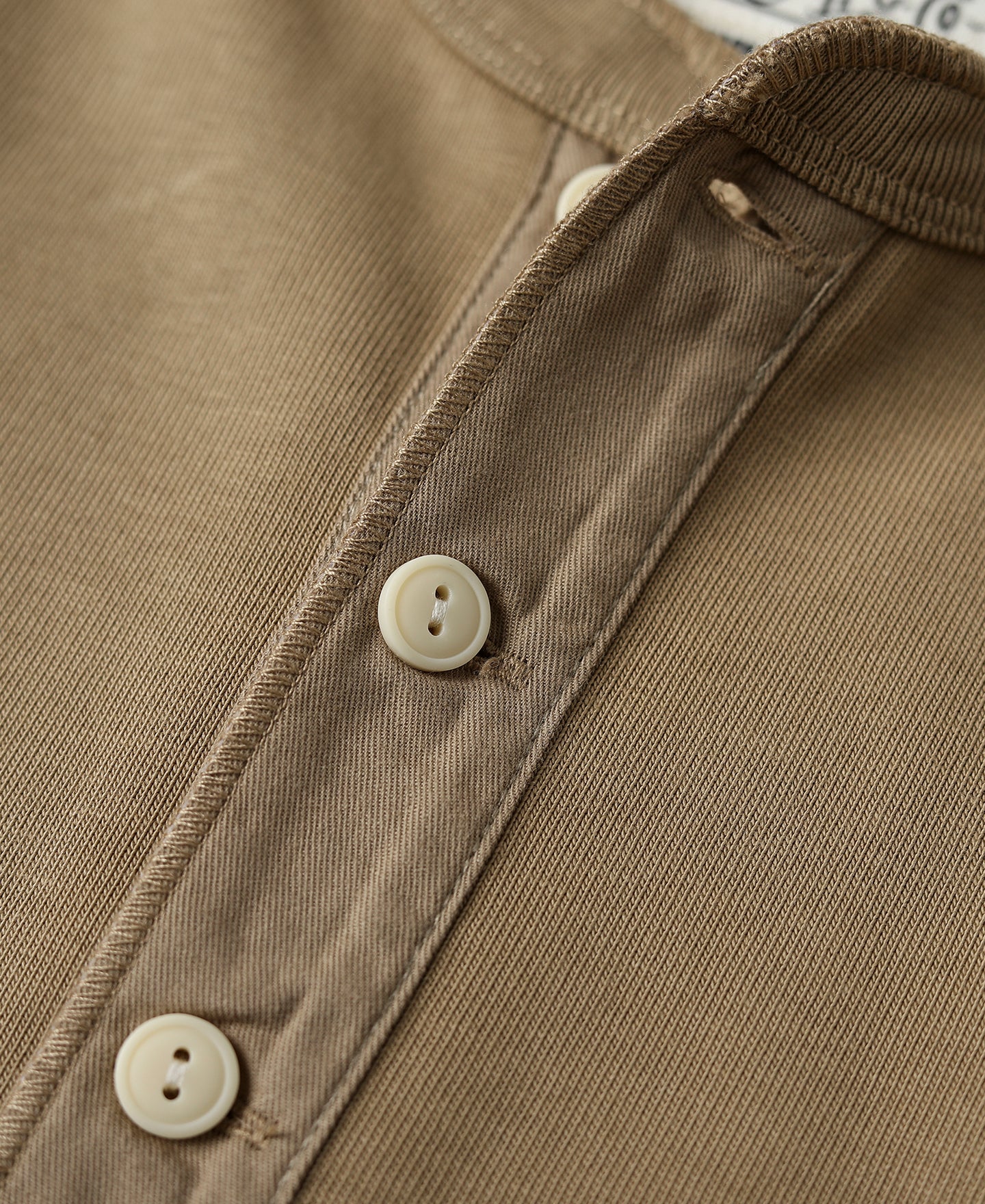 Vintage Long Sleeve Henley Shirt - Khaki - Image 9