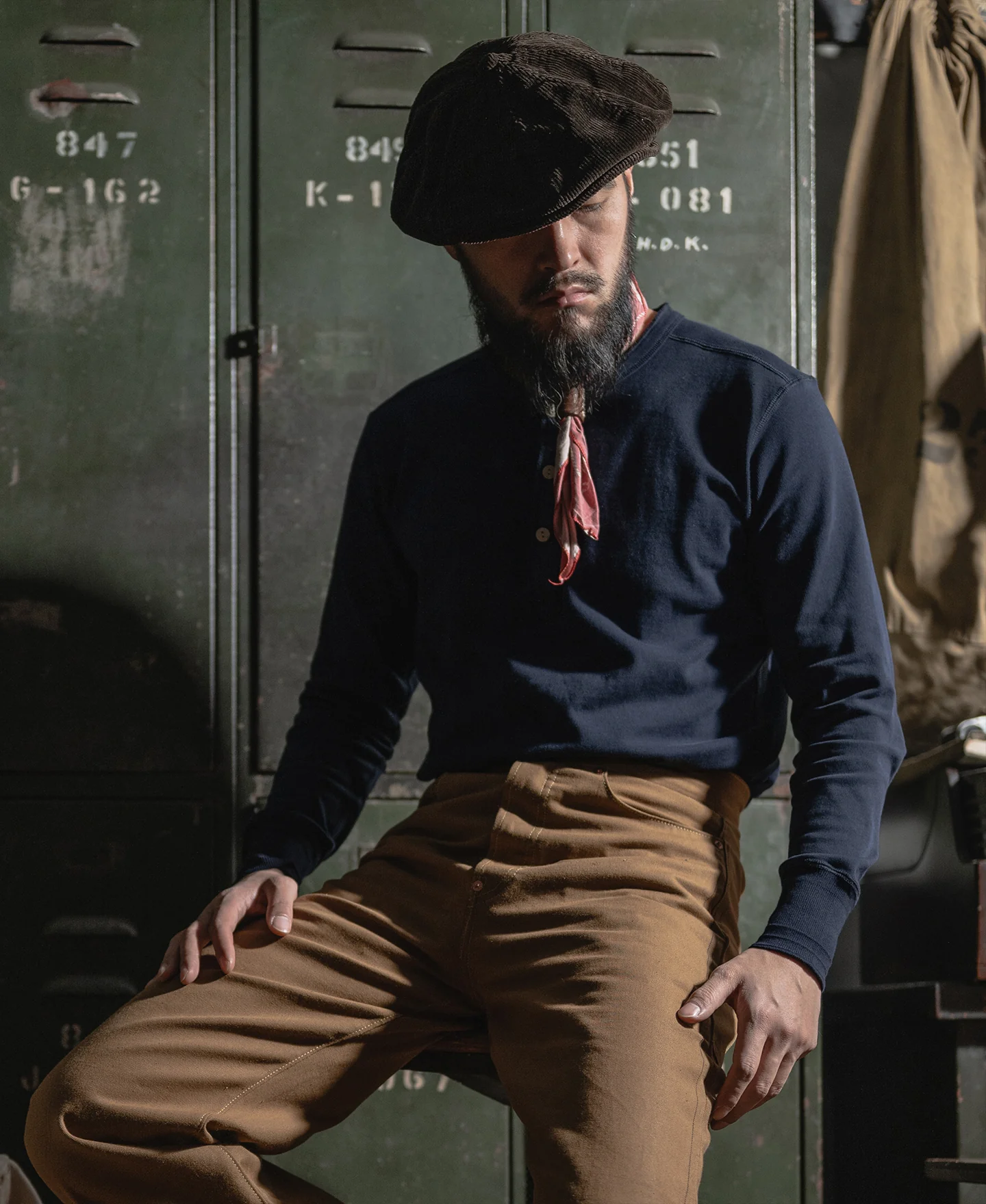 Vintage Long Sleeve Henley Shirt - Navy - Image 5