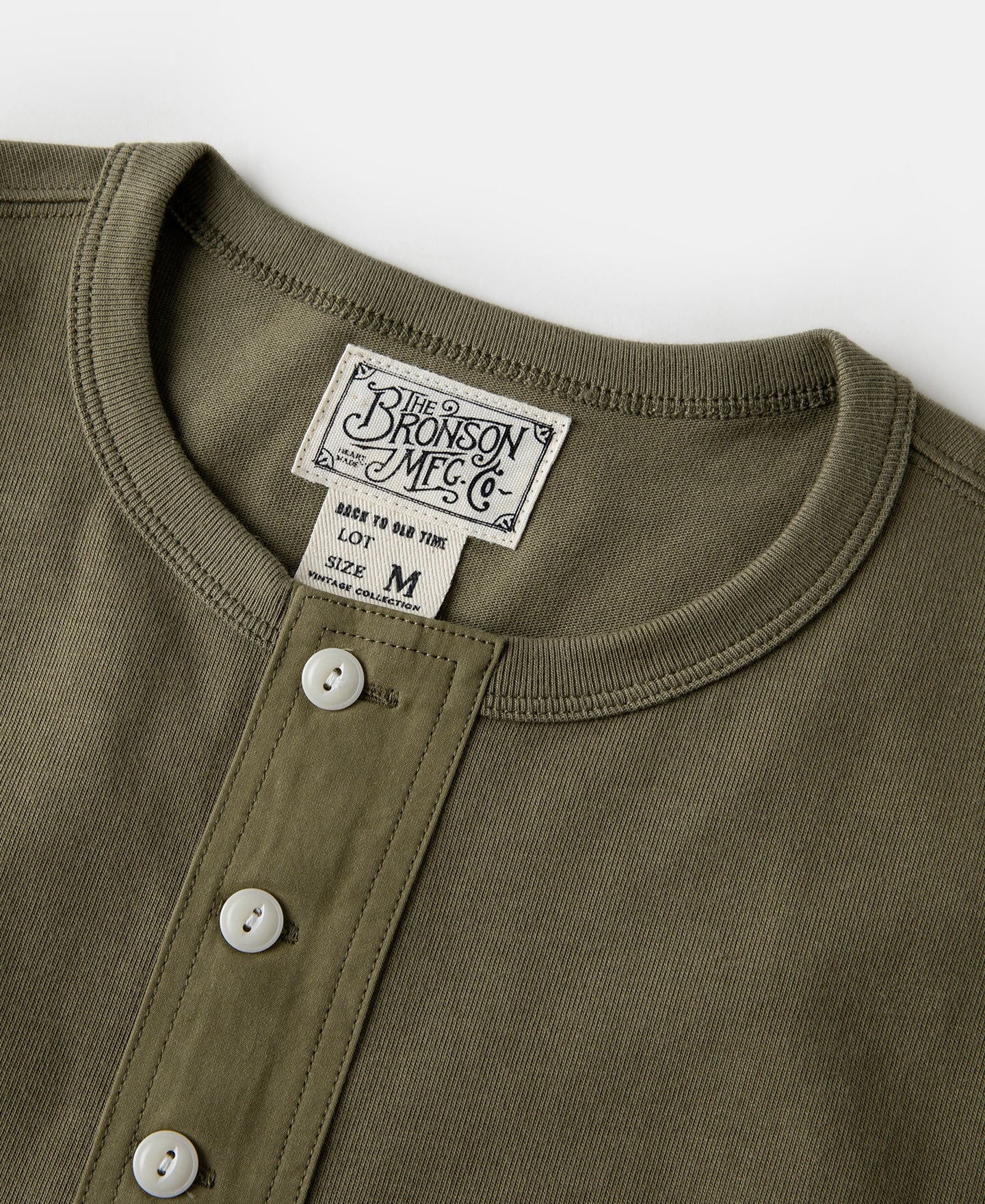 Vintage Short Sleeve Henley T-Shirt - Olive - Image 3