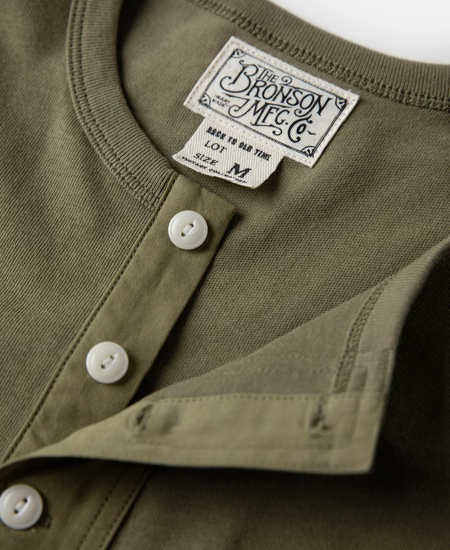 Vintage Short Sleeve Henley T-Shirt - Olive - Image 5