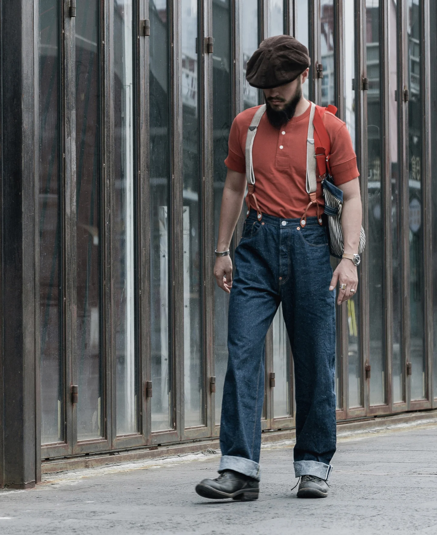 Vintage Short Sleeve Henley T-Shirt - Brick Red - Image 6