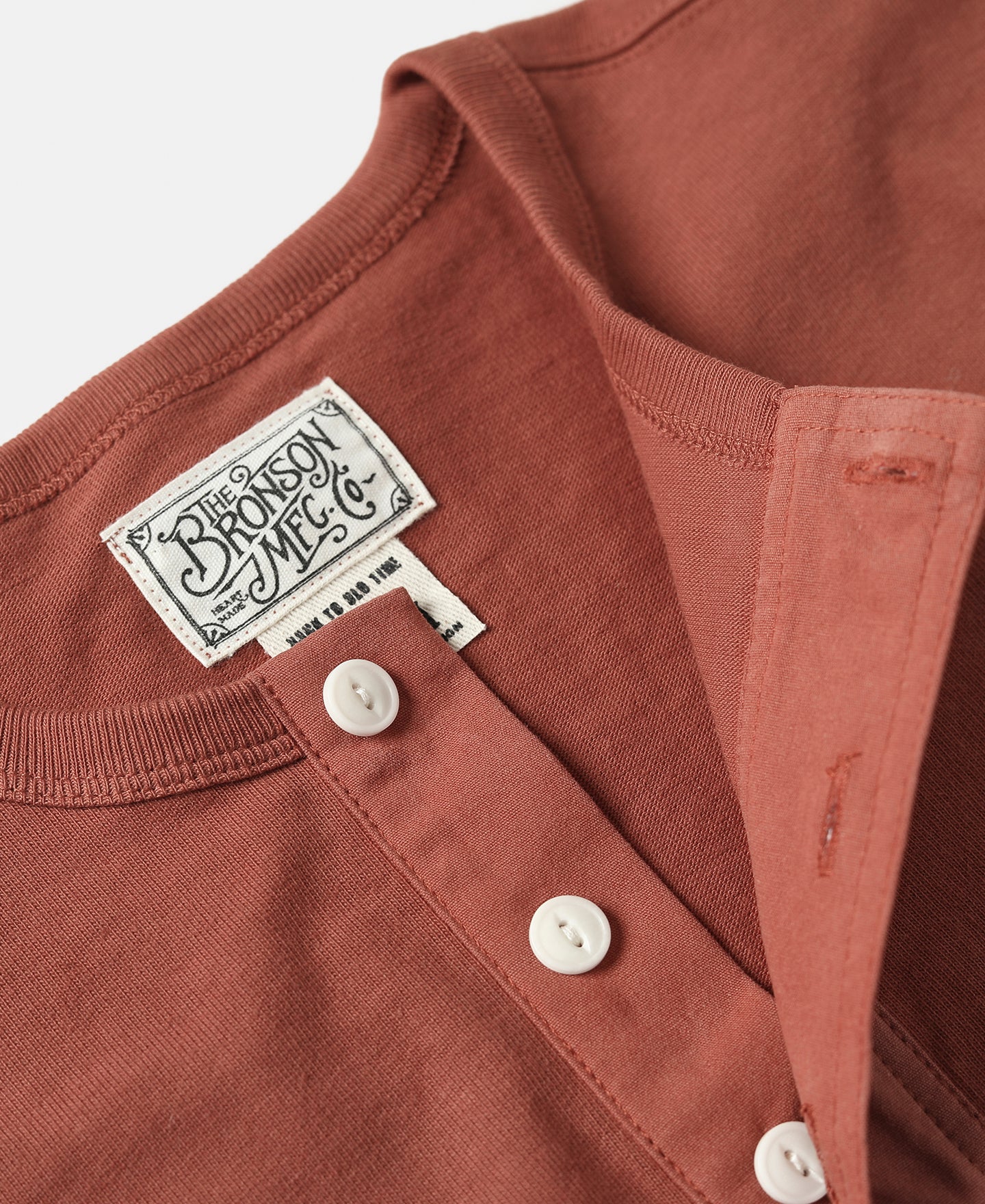 Vintage Short Sleeve Henley T-Shirt - Brick Red - Image 8